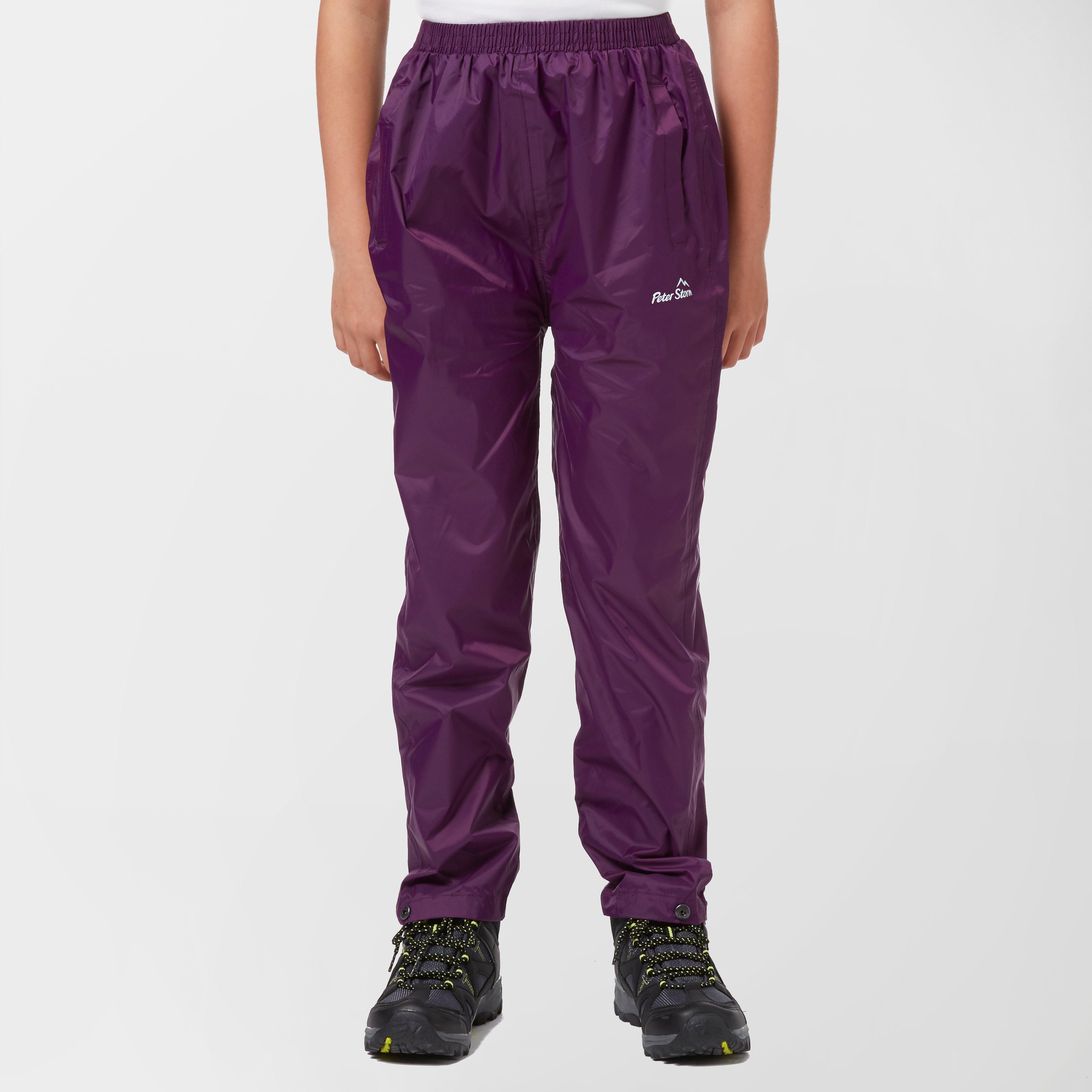 Image of Peter Storm Kids Packable Waterproof Pants Purple, Purple