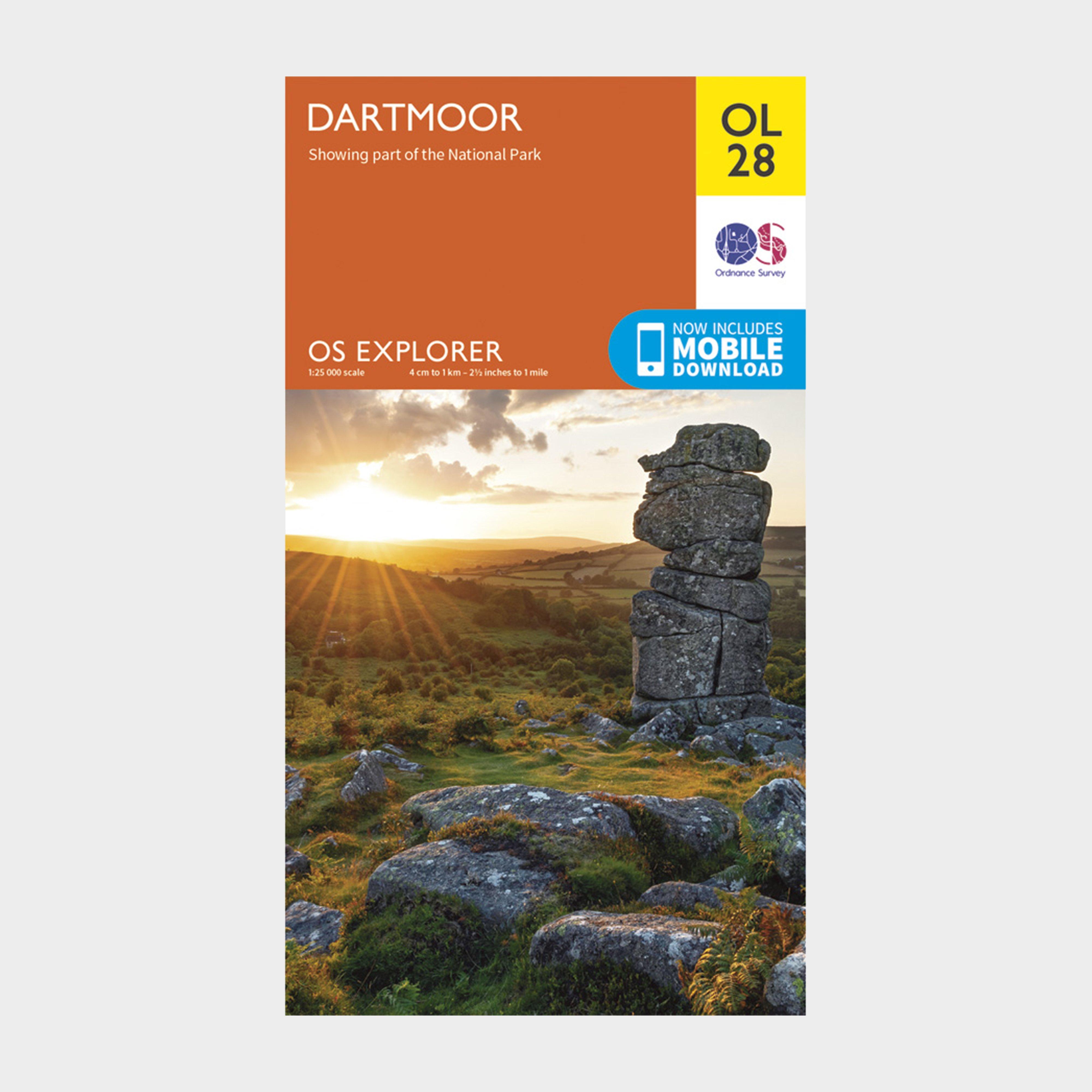 Image of Ordnance Survey Explorer Ol28 Dartmoor Map With Digital Version - Orange, Orange
