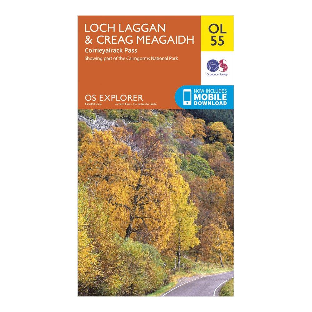 Image of Ordnance Survey Explorer Ol55 Loch Laggan & Creag Meagaidh Map With Digital Version - Orange, Orange