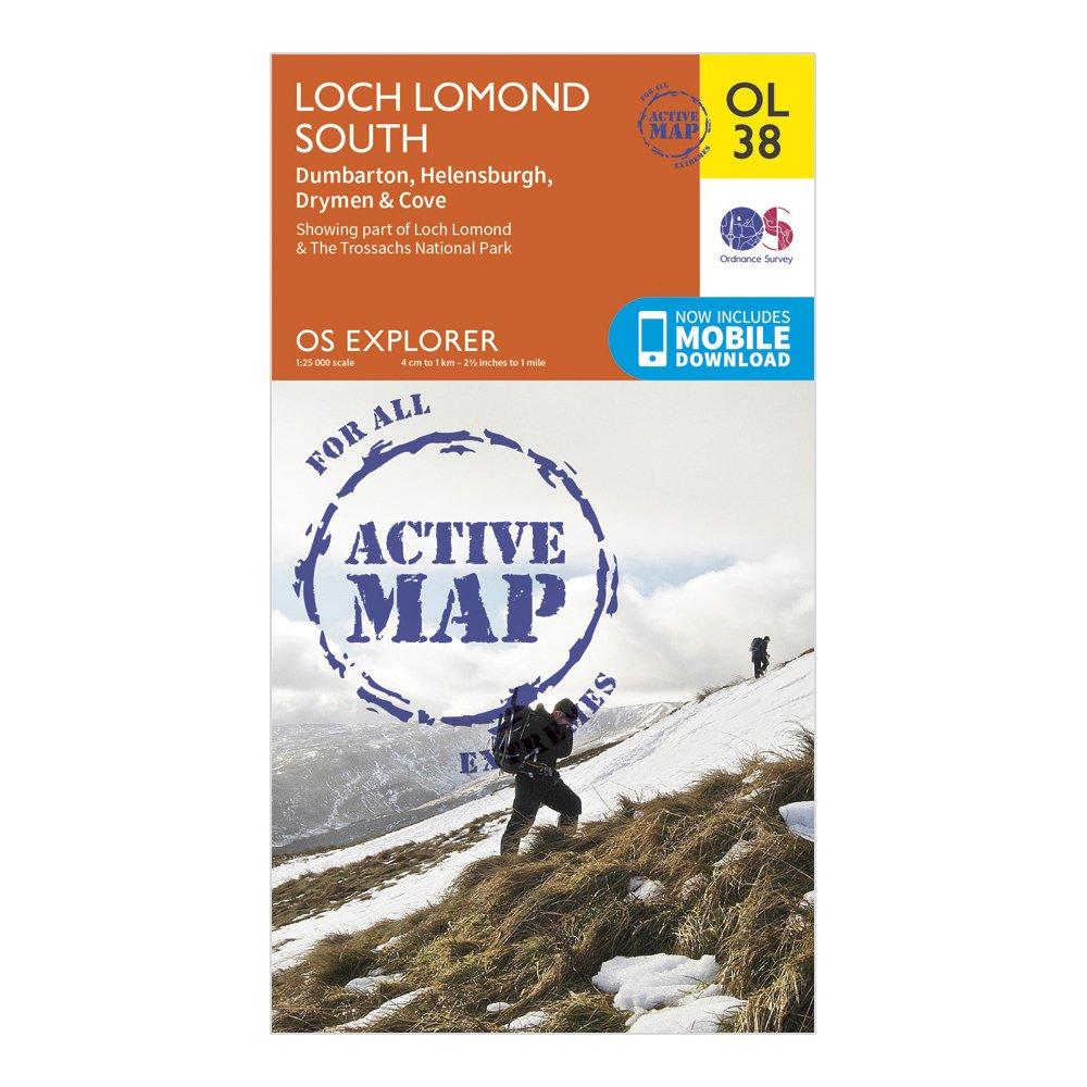 Image of Ordnance Survey Explorer Active Ol38 Loch Lomond South Map - Orange, Orange