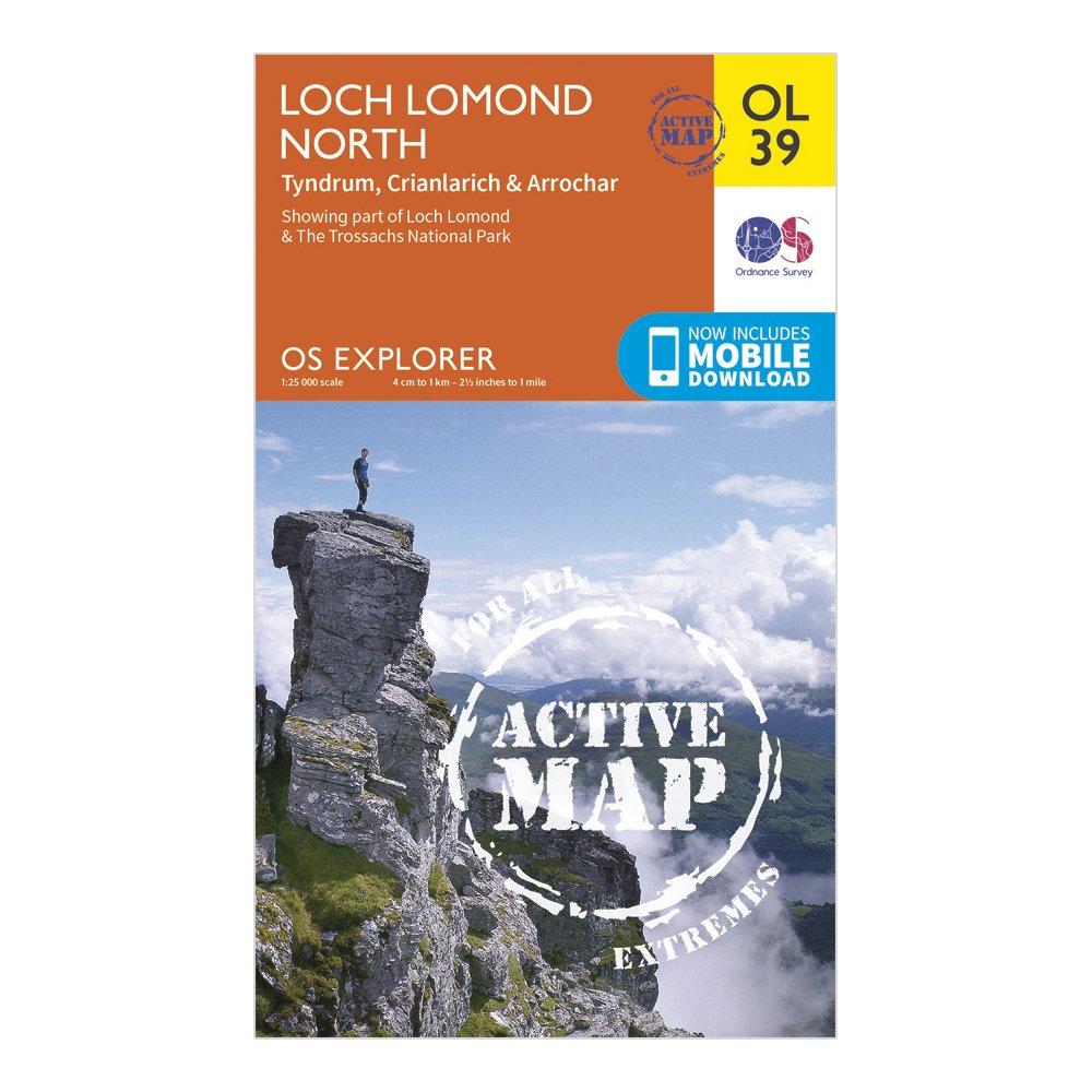 Image of Ordnance Survey Explorer Active Ol39 Loch Lomond North Map With Digital Version - Orange, Orange