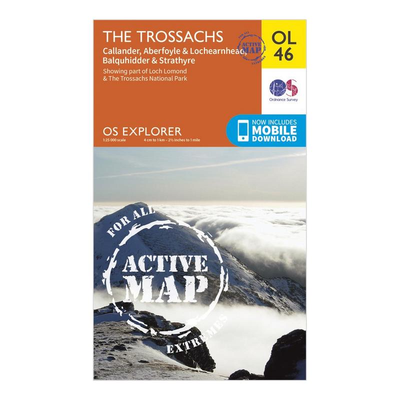 Millets Ordnance Survey Explorer Active Ol46 The Trossachs Map With Digital Version - Orange, Orange