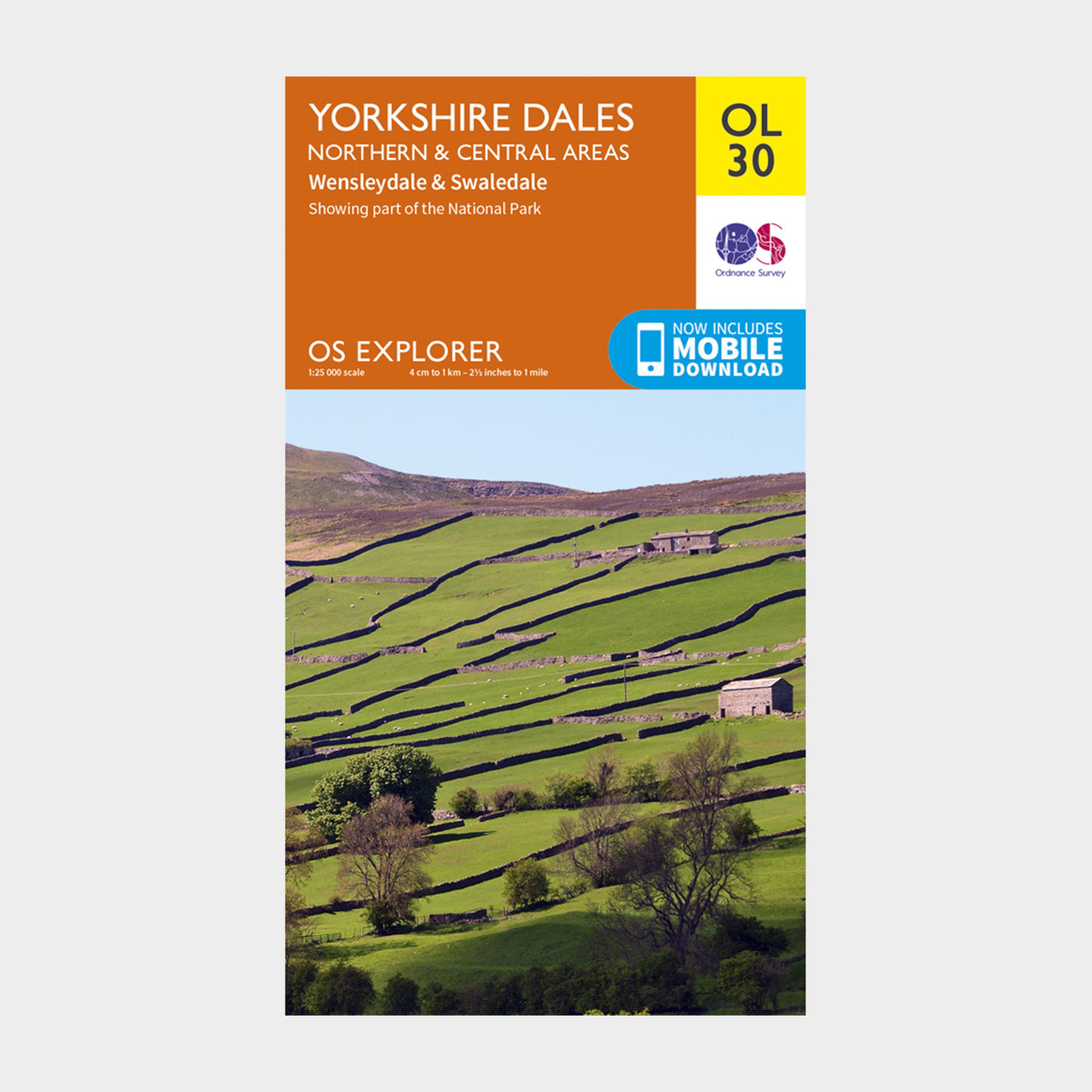 Image of Ordnance Survey Explorer Ol30 Yorkshire Dales - Northern & Central Areas Map With Digital Version - Orange, Orange