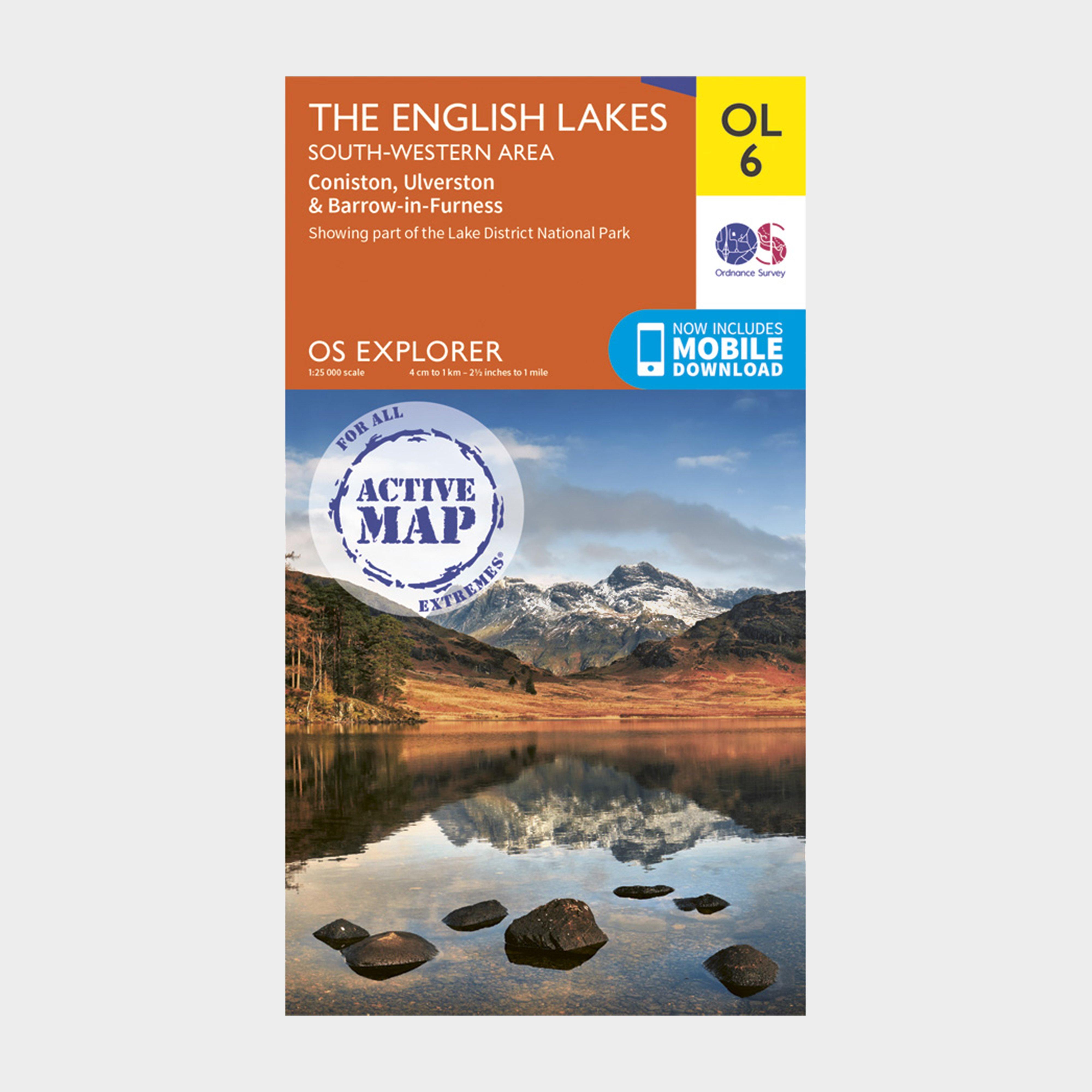 Image of Ordnance Survey Explorer Active Ol6 The English Lakes - South Western Area Map With Digital Version - Orange, Orange