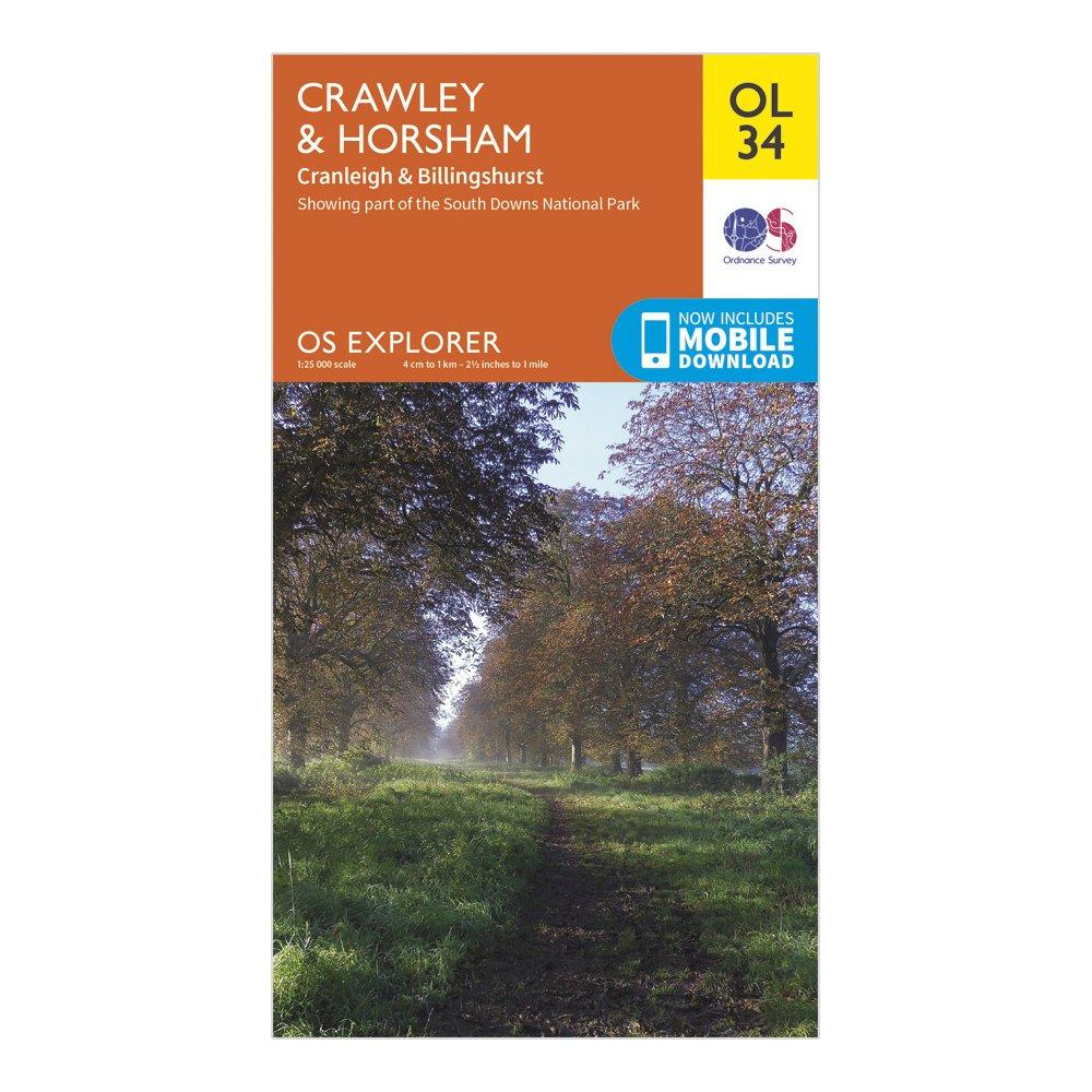Explorer Ol34 Crawley & Horsham Map With Digital Version - Orange, Orange