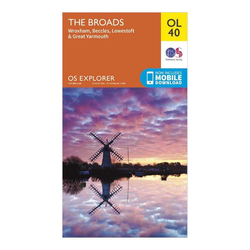 Image of Ordnance Survey Explorer Ol 40 The Broads Map - Orange, Orange