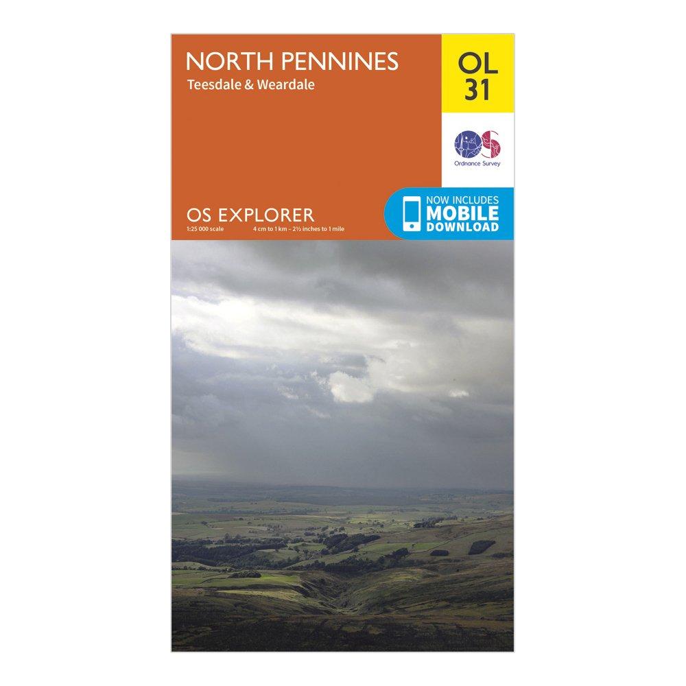 Image of Ordnance Survey Explorer Ol 31 North Pennines - Teesdale & Weardale Map - Orange, Orange