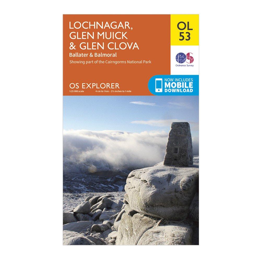 Image of Ordnance Survey Explorer Ol53 Lochnagar, Glen Muick & Glen Clova Map - Orange, Orange