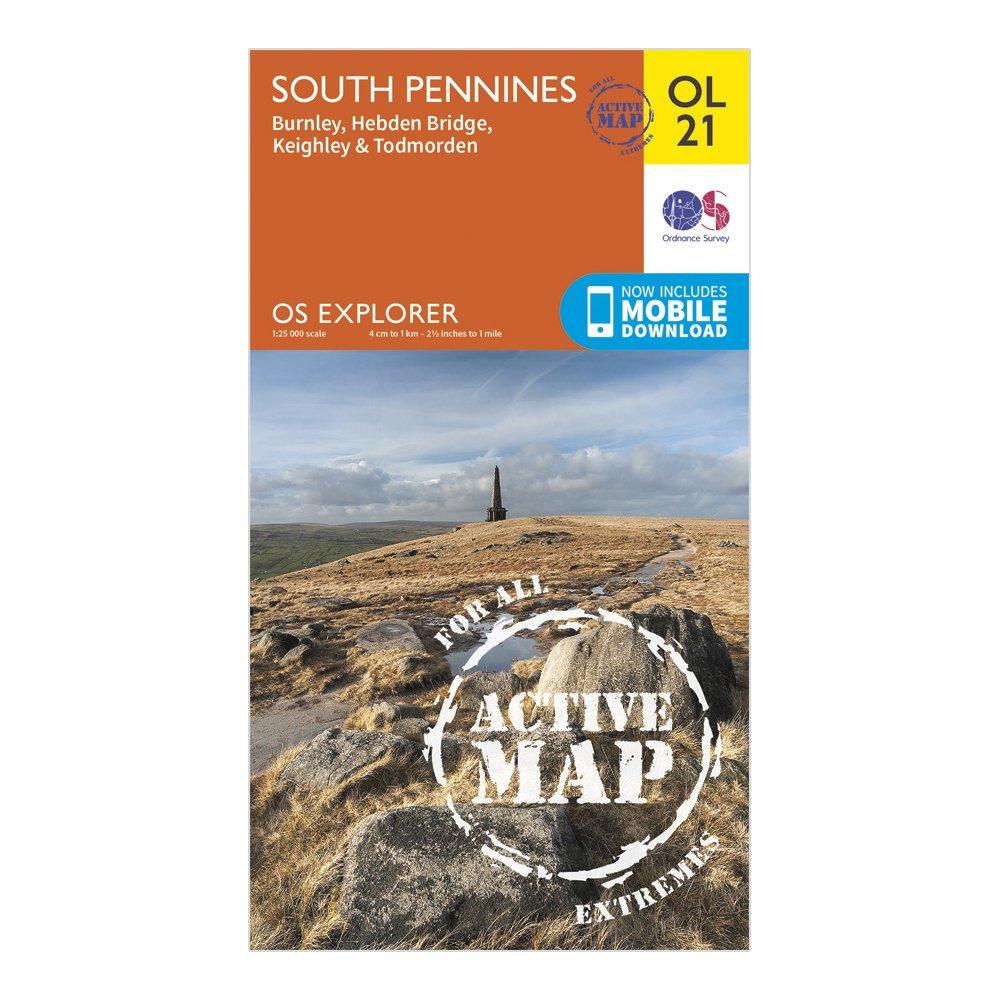 Image of Ordnance Survey Explorer Active Ol21 South Pennines Map With Digital Version - Orange, Orange