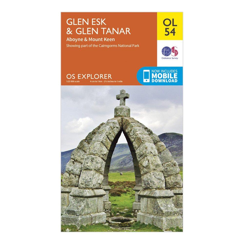 Image of Ordnance Survey Explorer Ol54 Glen Esk & Glen Tanar Map With Digital Version - Orange, Orange