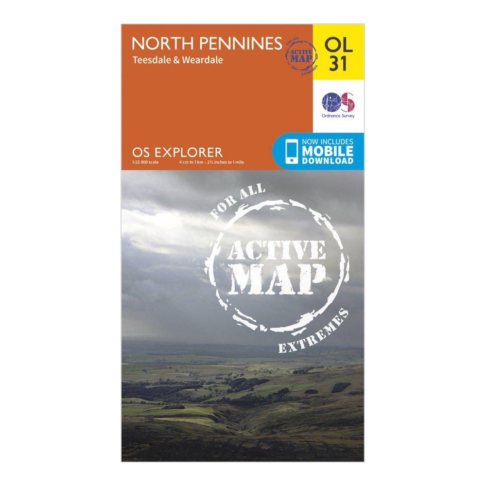 Image of Ordnance Survey Explorer Active Ol 31 North Pennines - Teesdale & Weardale Map, D