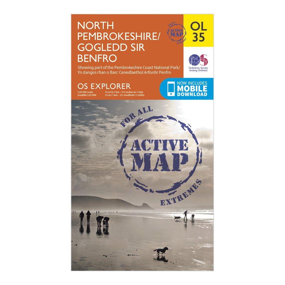 Image of Ordnance Survey Explorer Active Ol35 North Pembrokeshire Map With Digital Version - Orange, Orange