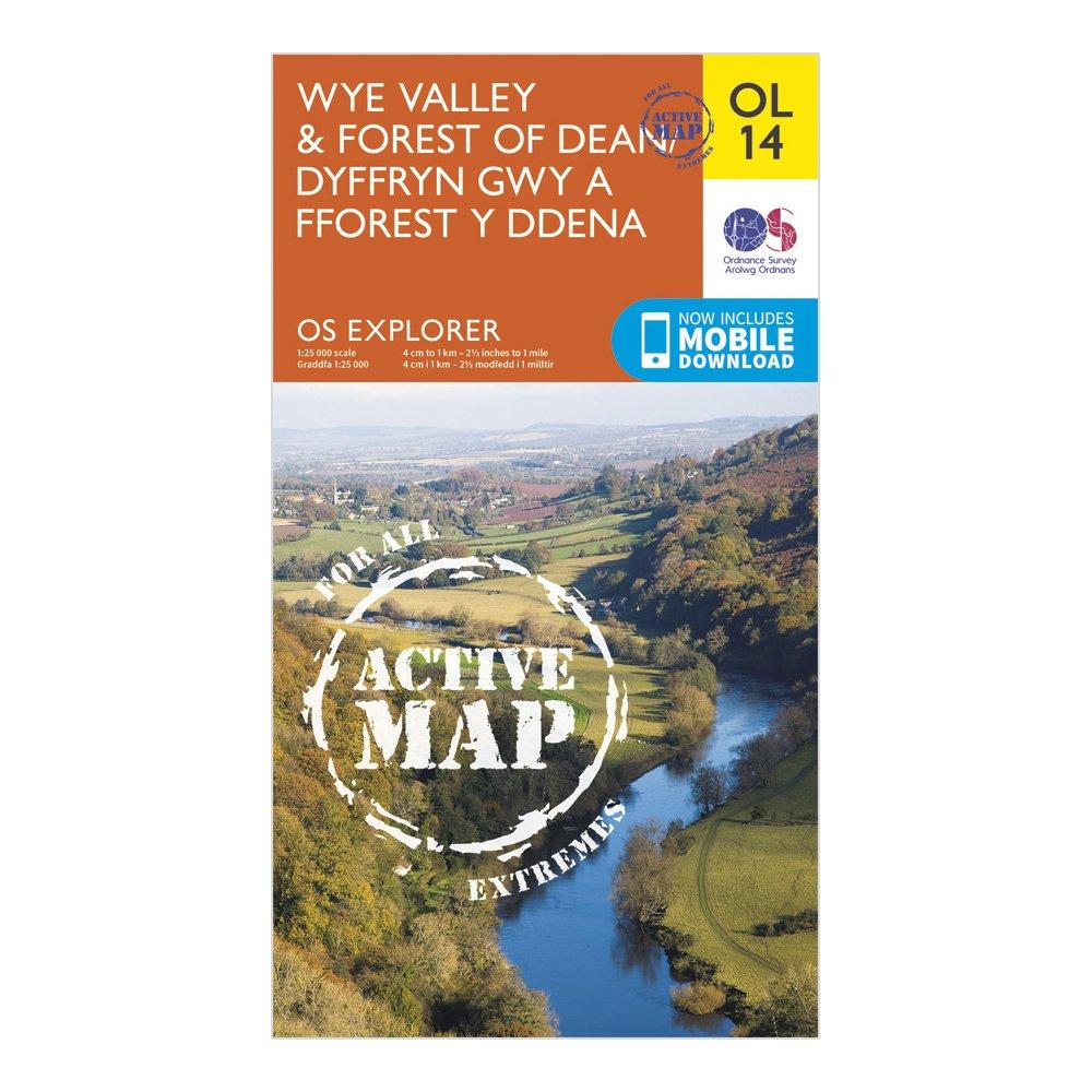 Image of Ordnance Survey Explorer Active Ol 14 Wye Valley & Forest Of Dean Map - Orange, Orange