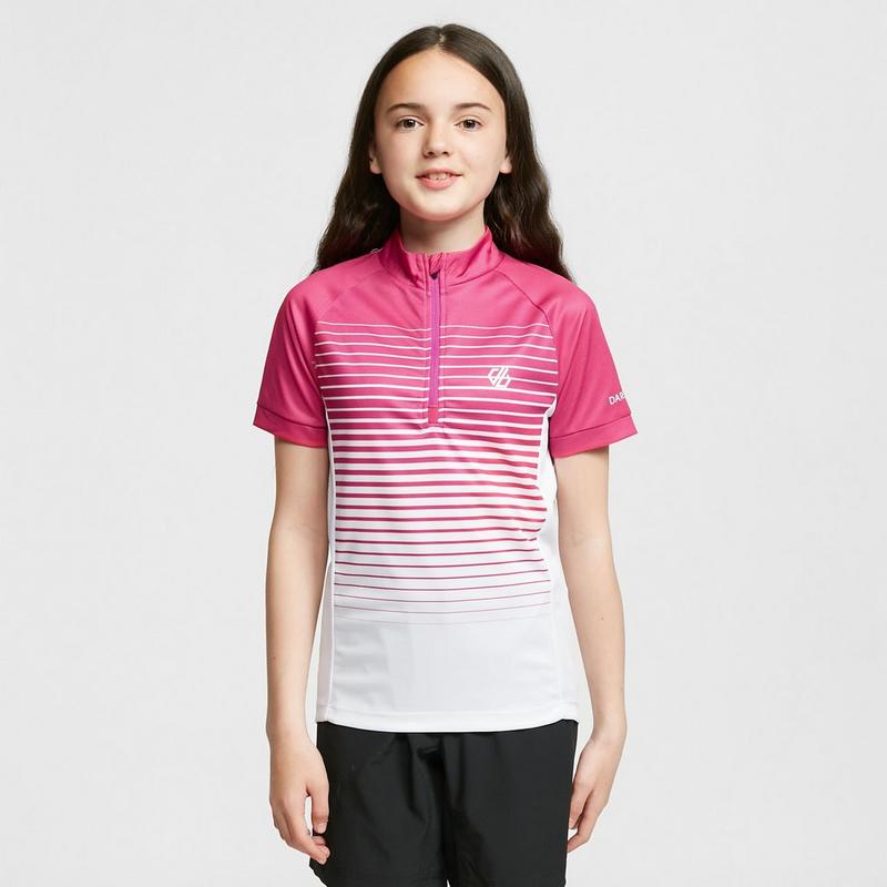 Millets Dare2b Kids' Go Faster Half Zip Cycle Jersey - Pink, Pink