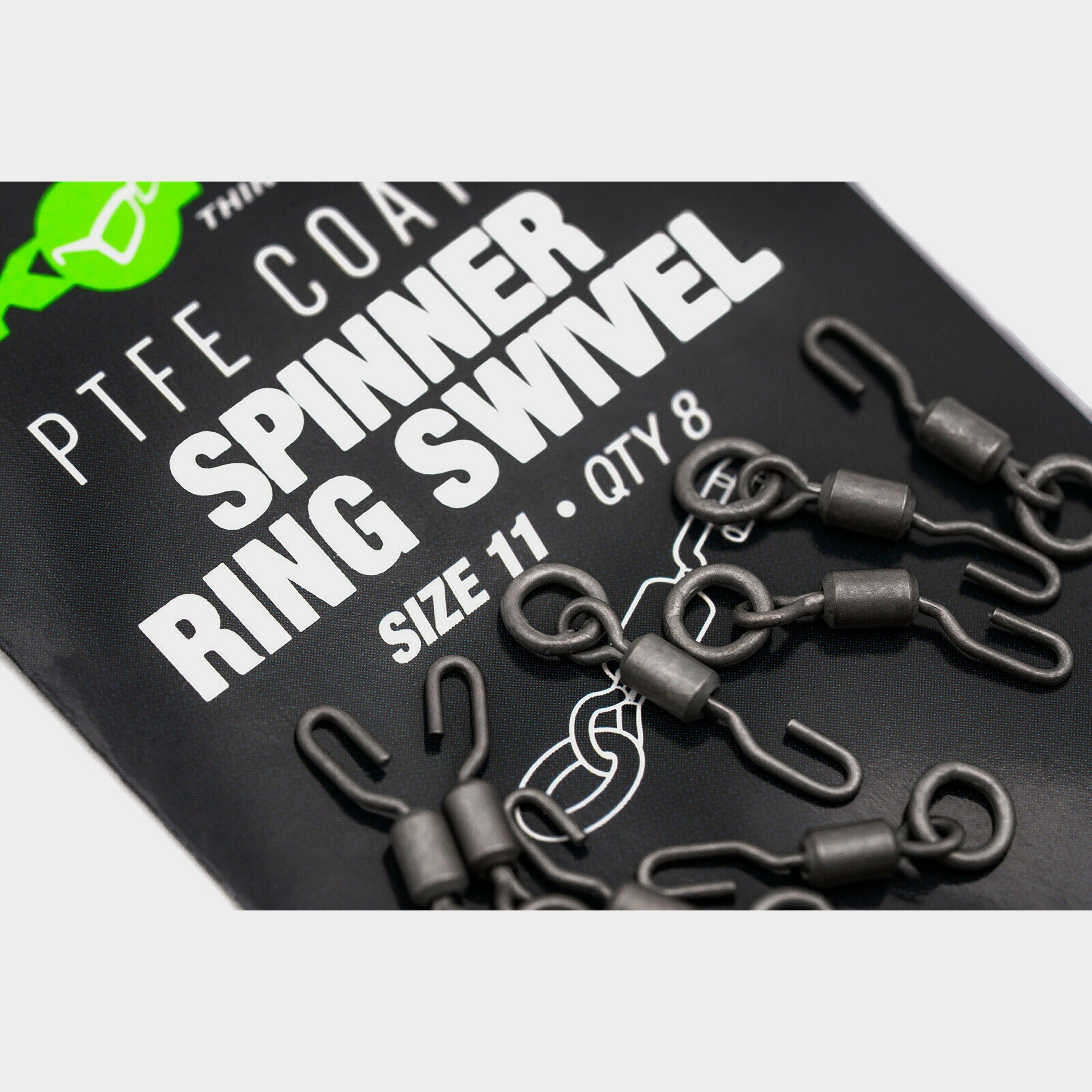 Image of Korda Ptfe Coated Spinner Ring Swivel Size 11 - Black, Black
