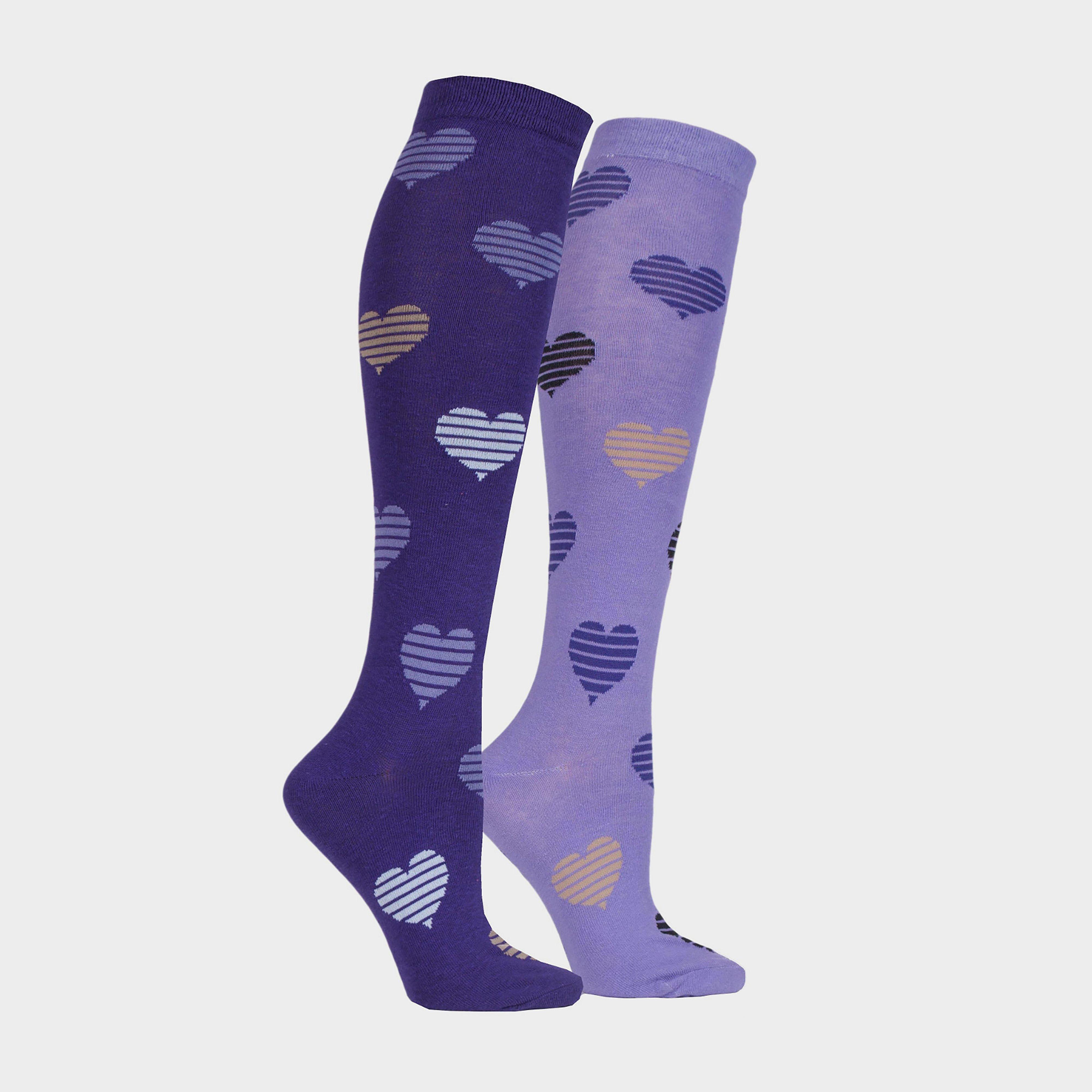 Image of Storm Bloc Equestrian Kids Hearts Socks (2 Pack) - Purple, Purple