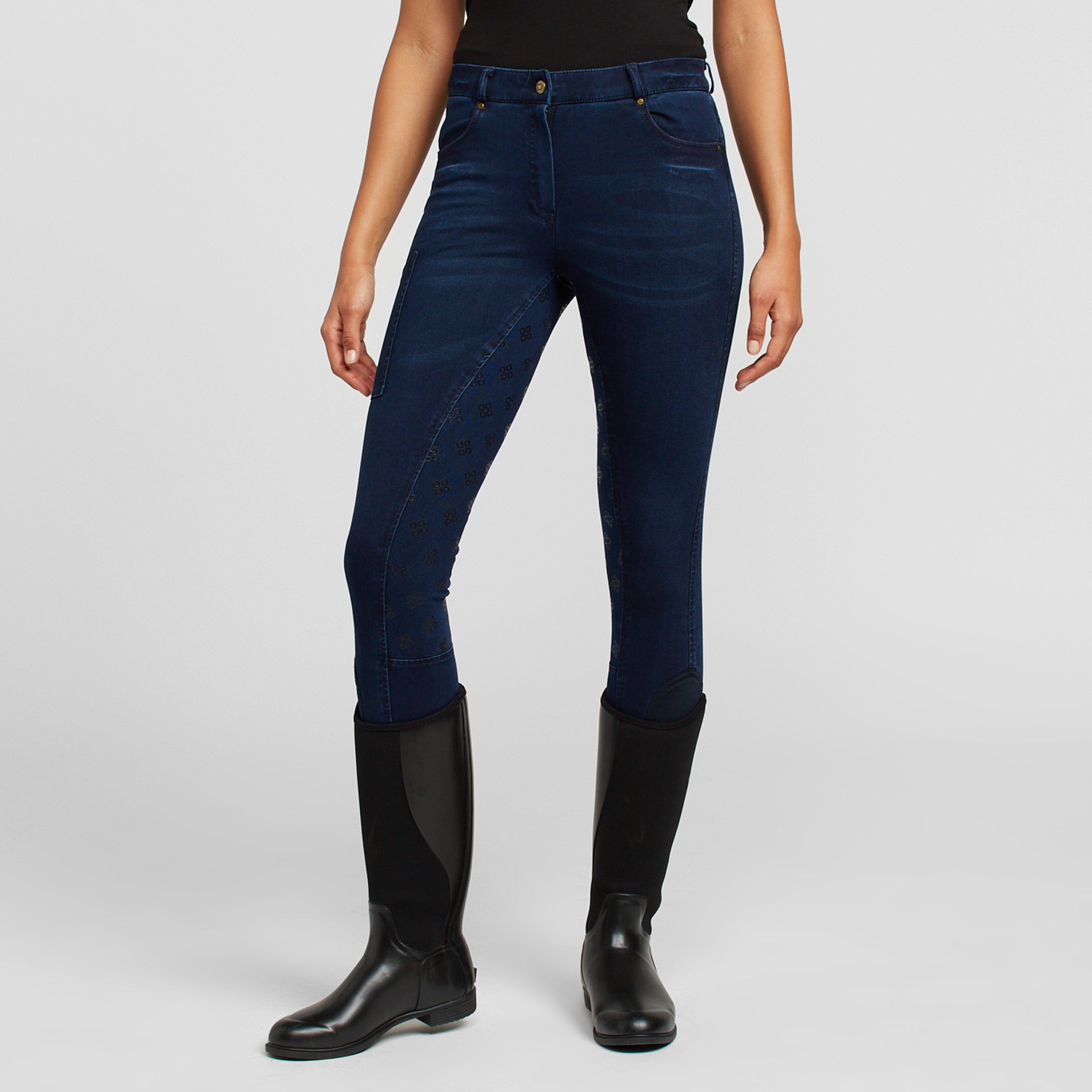 Dublin Dublin Shona Full Grip Silicone Print Denim Breeches, DENIM