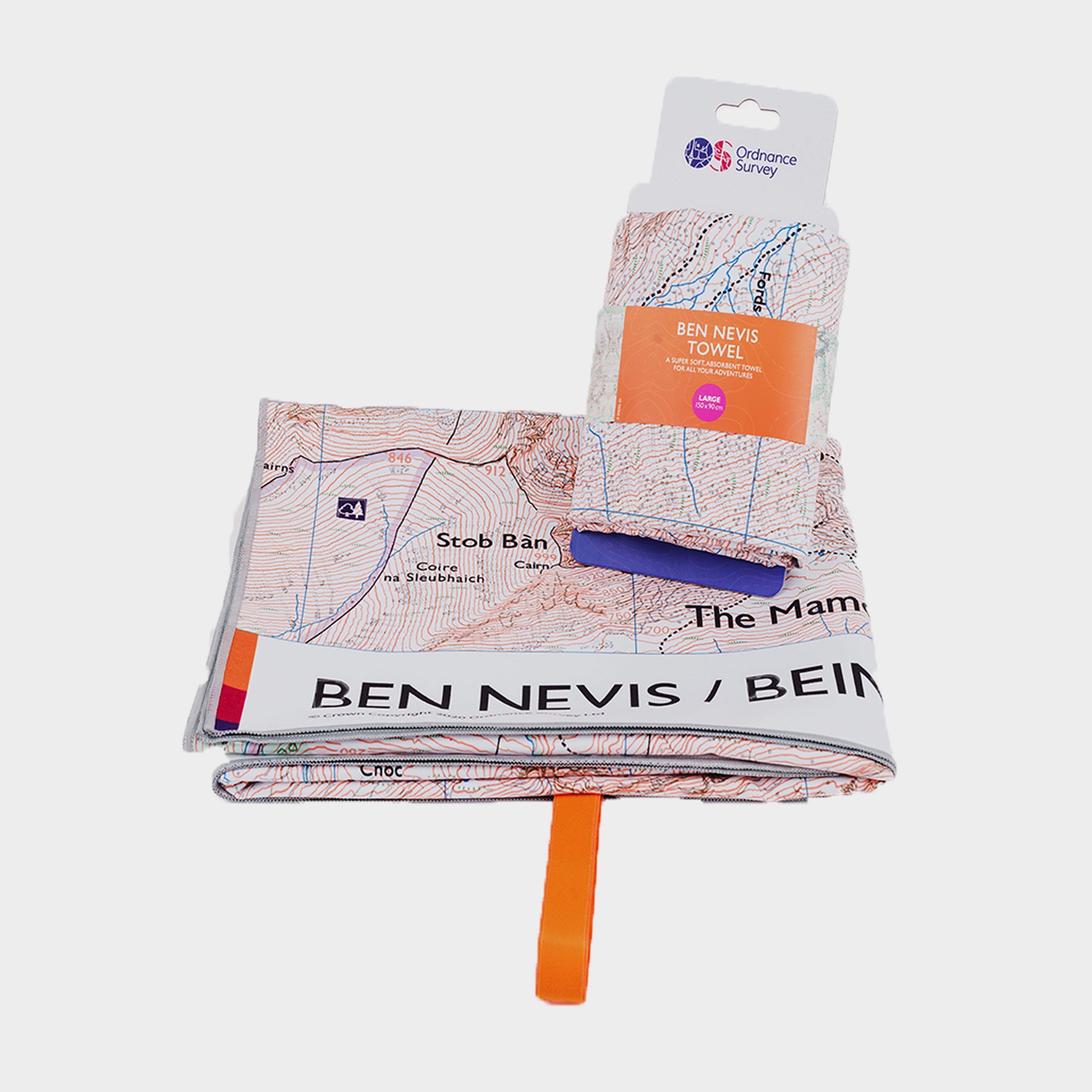 Image of Ordnance Survey Ben Nevis Large Travel Towel - Orange, Orange
