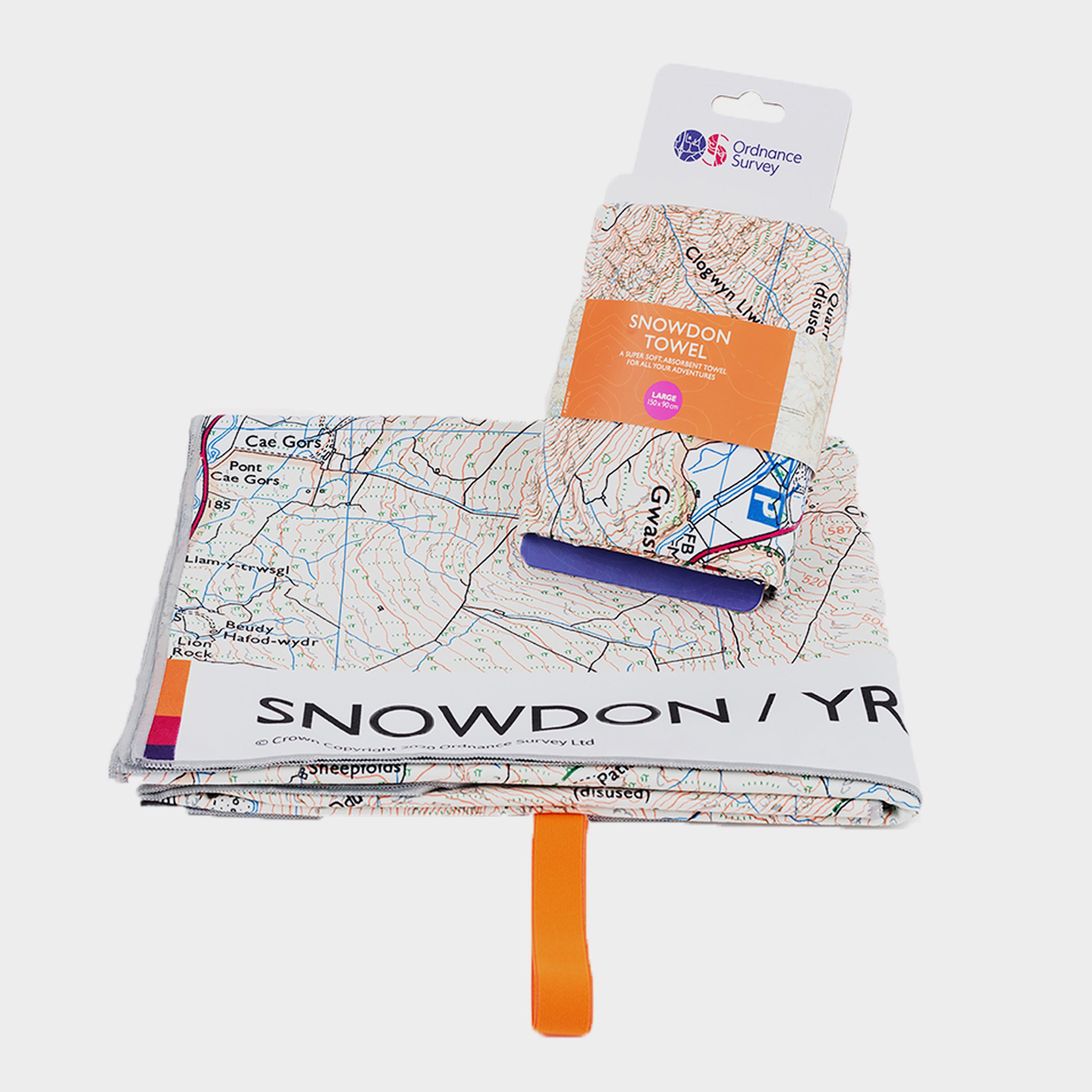 Image of Ordnance Survey Snowdon Large Travel Towel - White, White