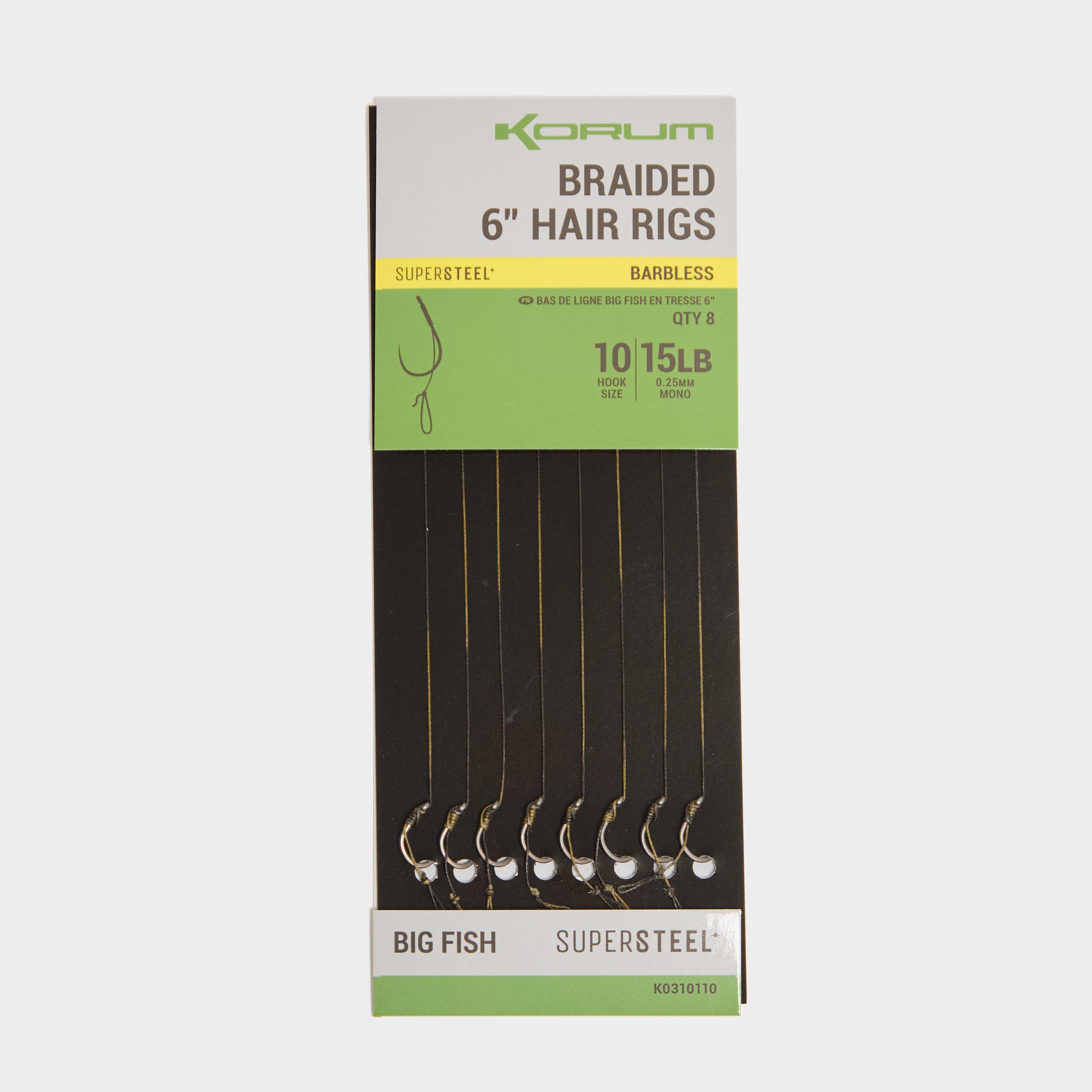 Image of Korum Big Fish Quickstop Hair Rigs 6 Inch Barbless Size 10, BL