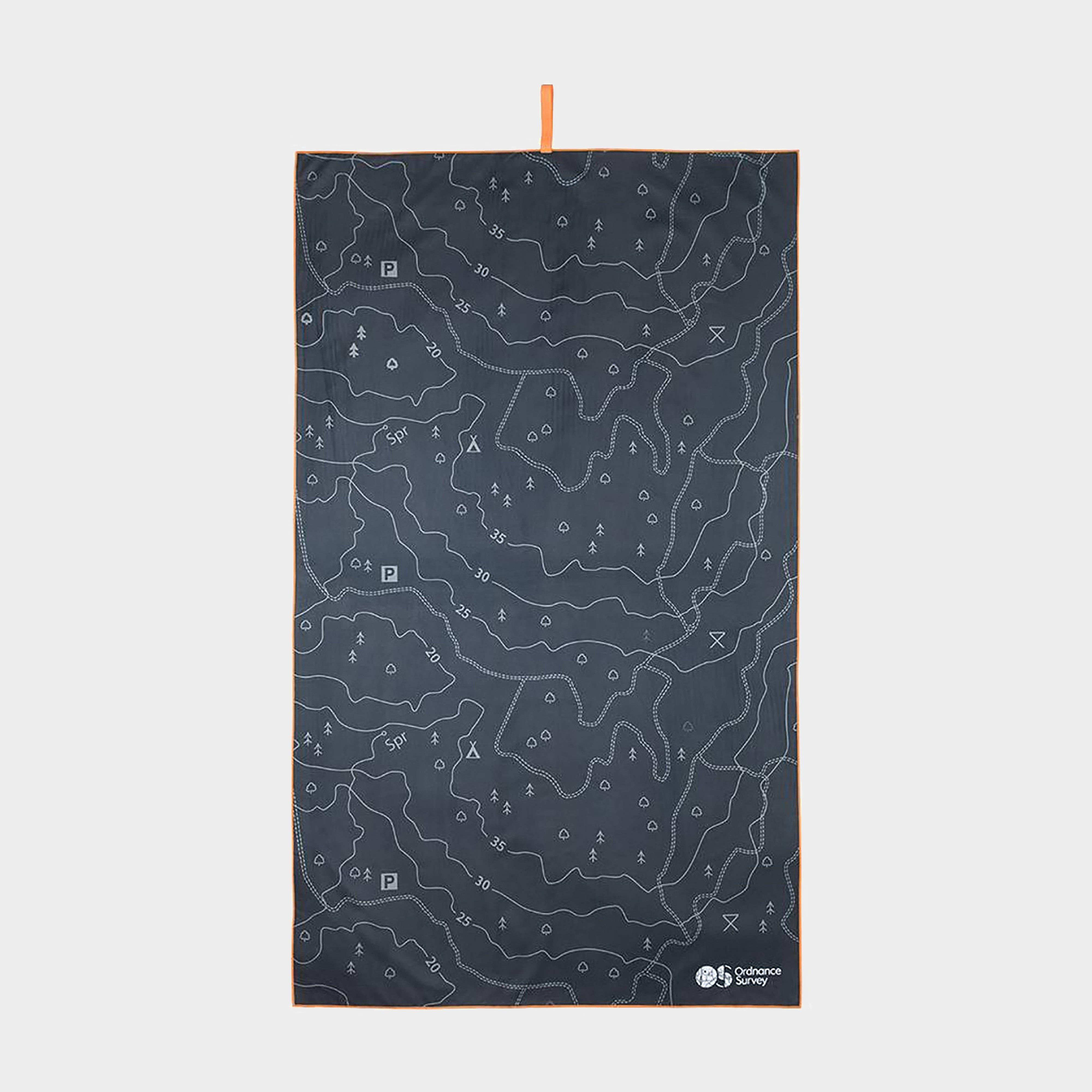 Image of Ordnance Survey Contour Microfibre Large Towel - Black, Black