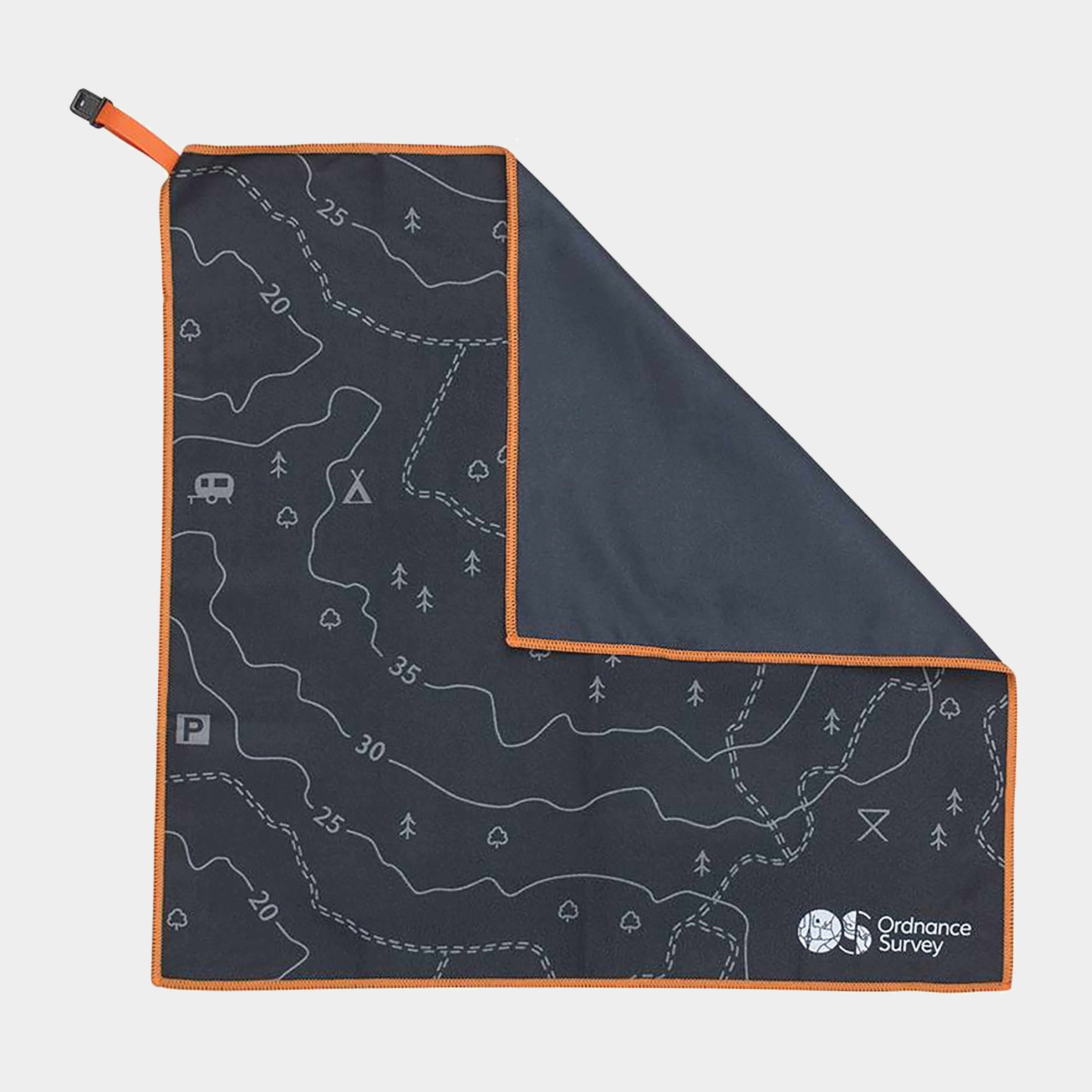 Image of Ordnance Survey Contour Microfibre Small Towel - Black, Black