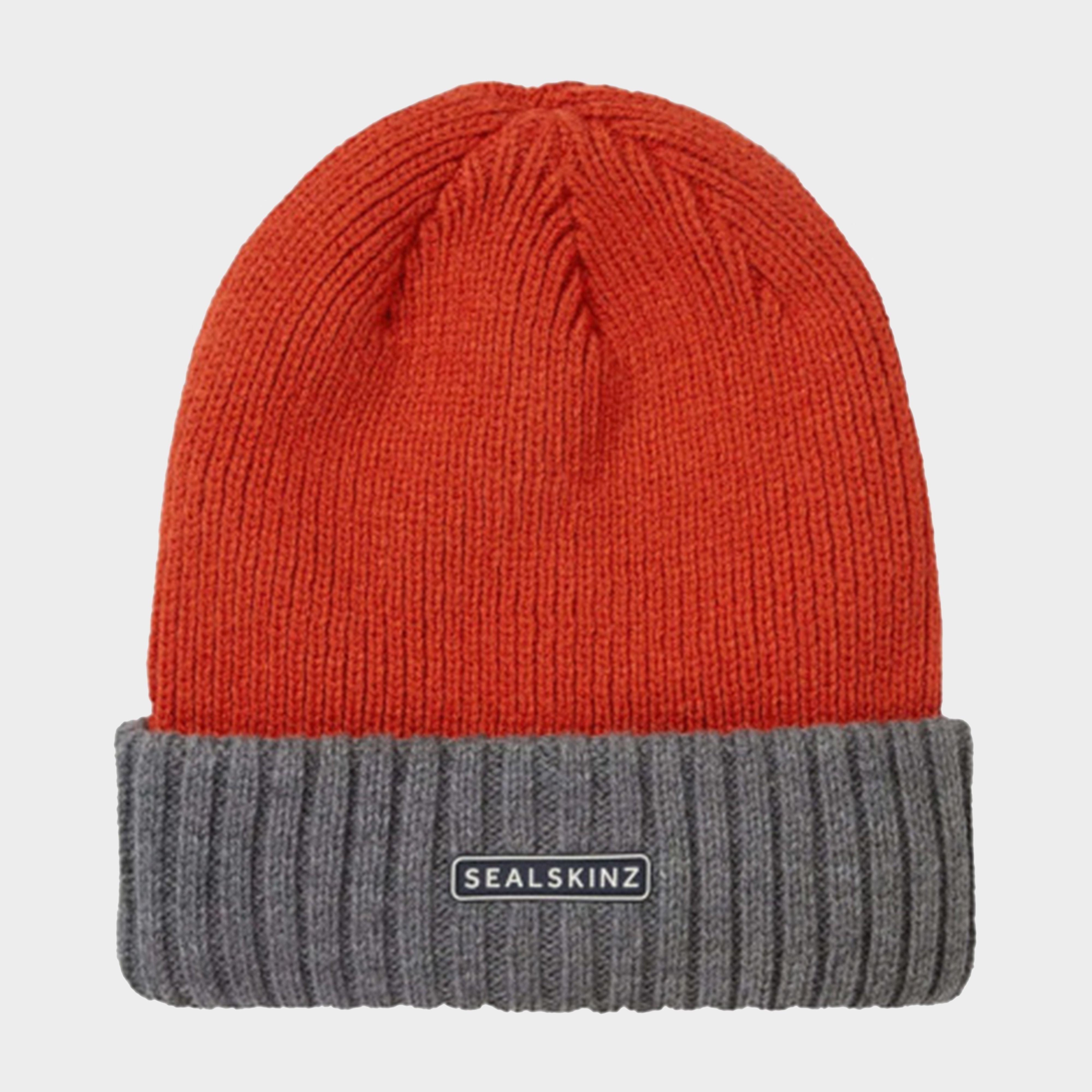 Image of Sealskinz Unisex Bacton Waterproof Cold Weather Roll Cuff Beanie Hat - Orange, Orange