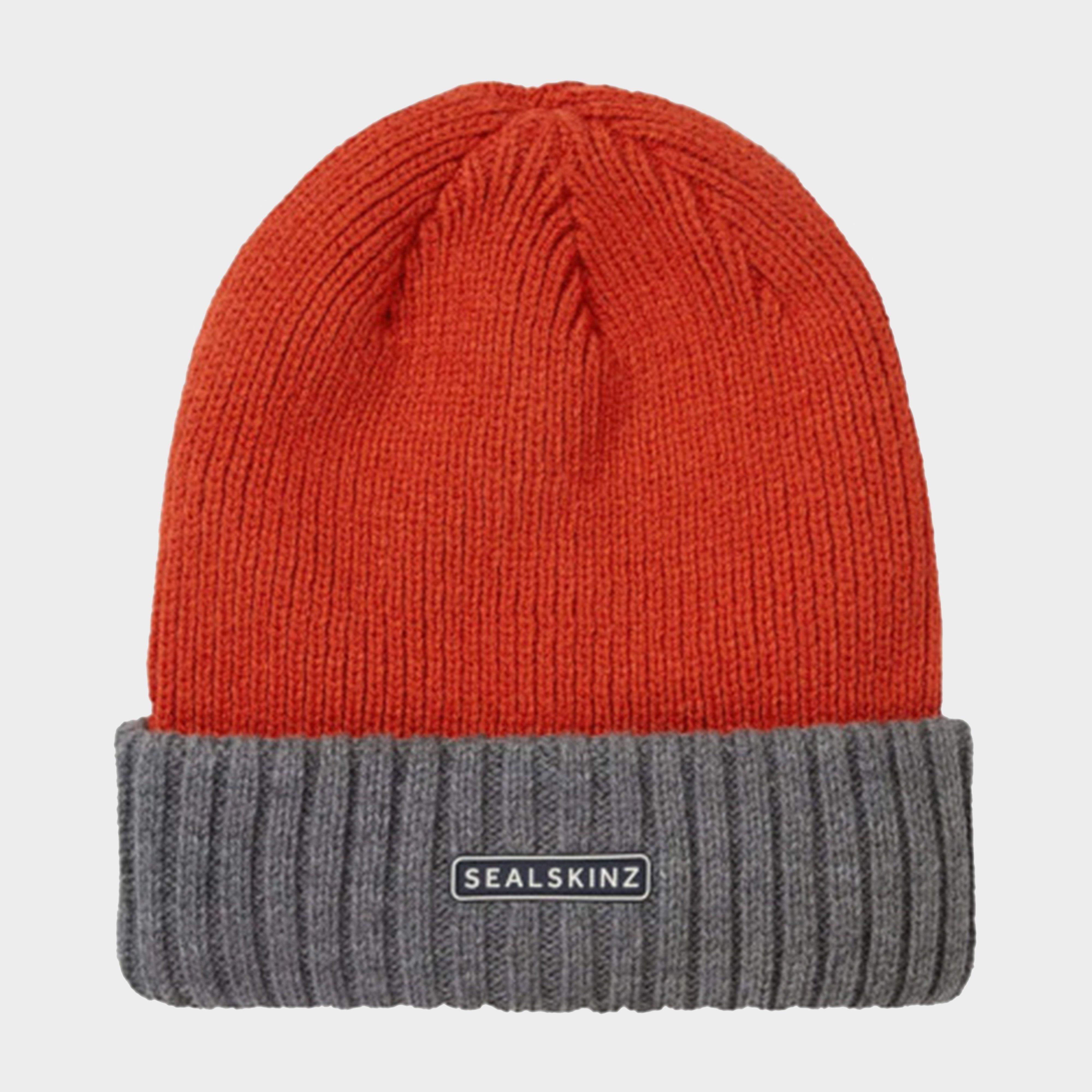 Image of Sealskinz Unisex Bacton Waterproof Cold Weather Roll Cuff Beanie Hat - Mid Orange, Mid Orange