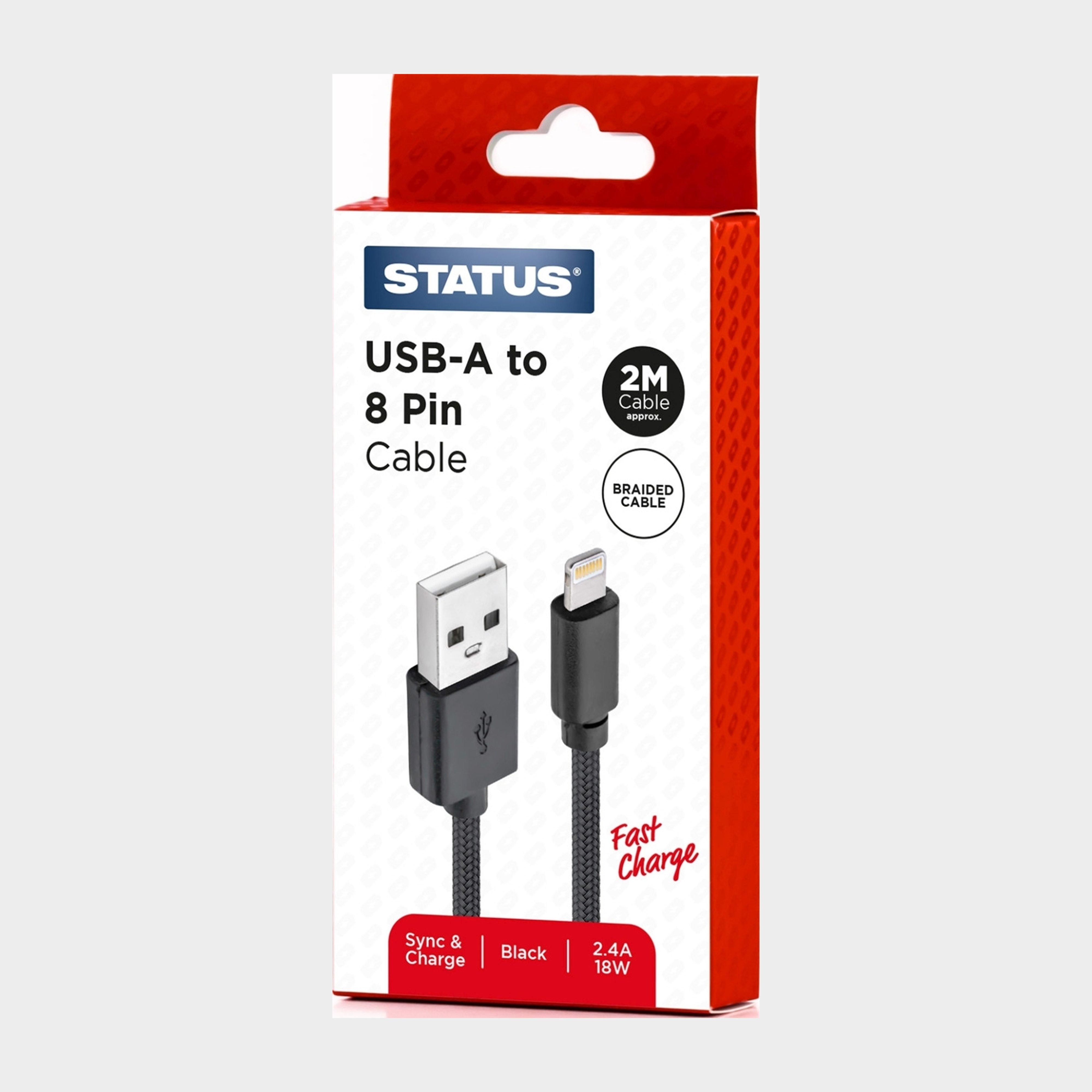 Image of Status Usb-A To 8 Pin Braided Cable 2M, BRAIDED