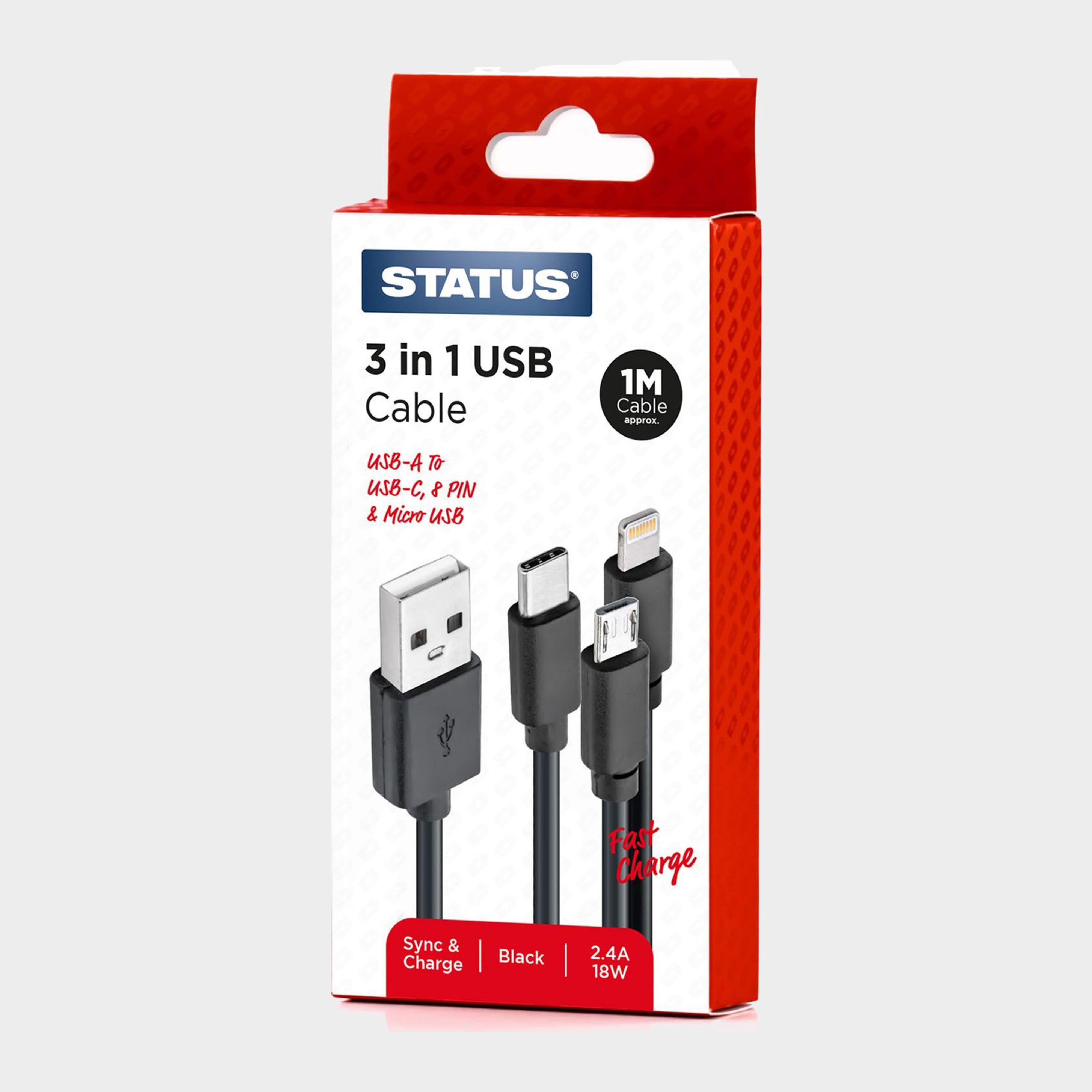 Image of Status Usb-A To Multi Lead Pvc Cable 1M - Black, Black