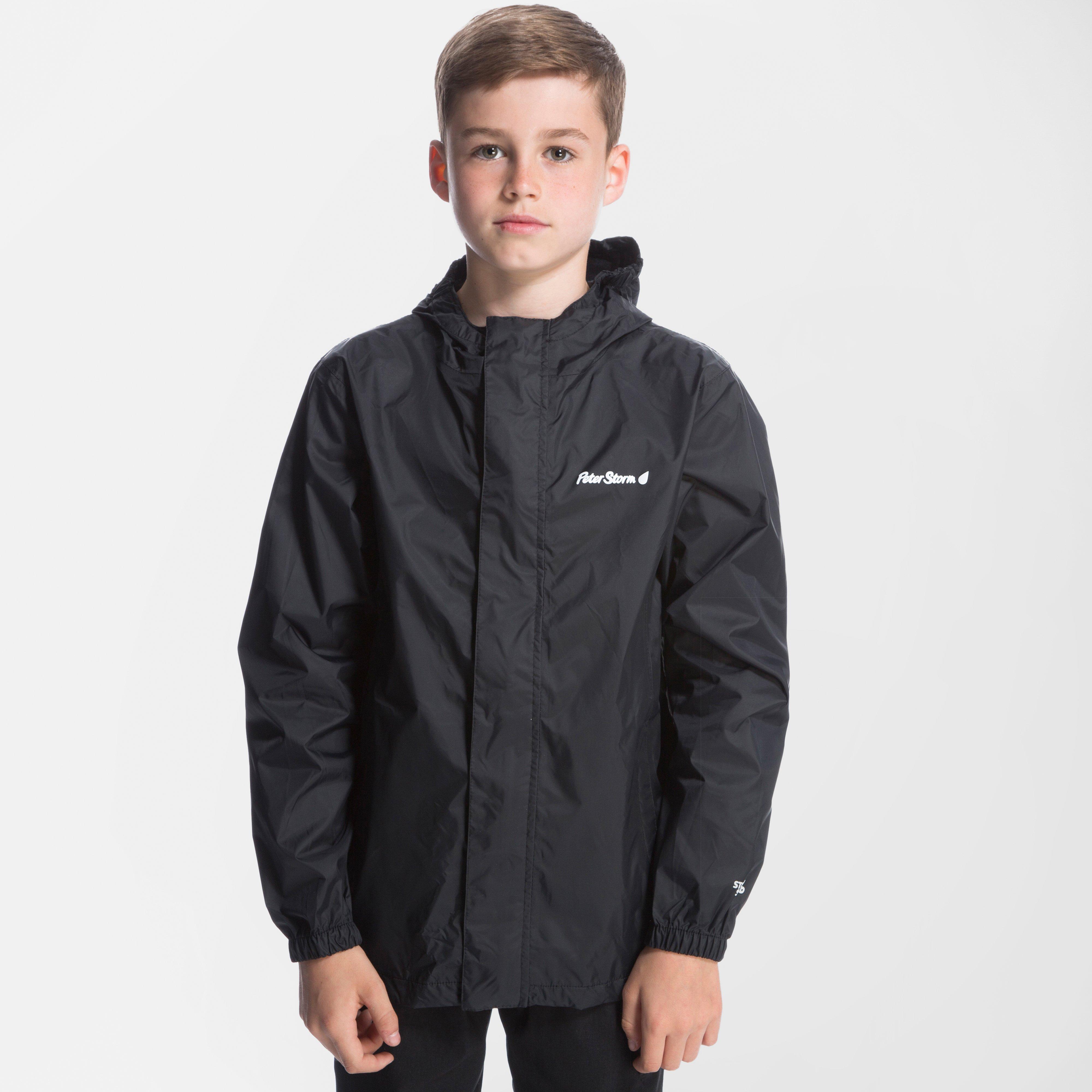 Image of Peter Storm Kids Packable Waterproof Jacket Black, Black