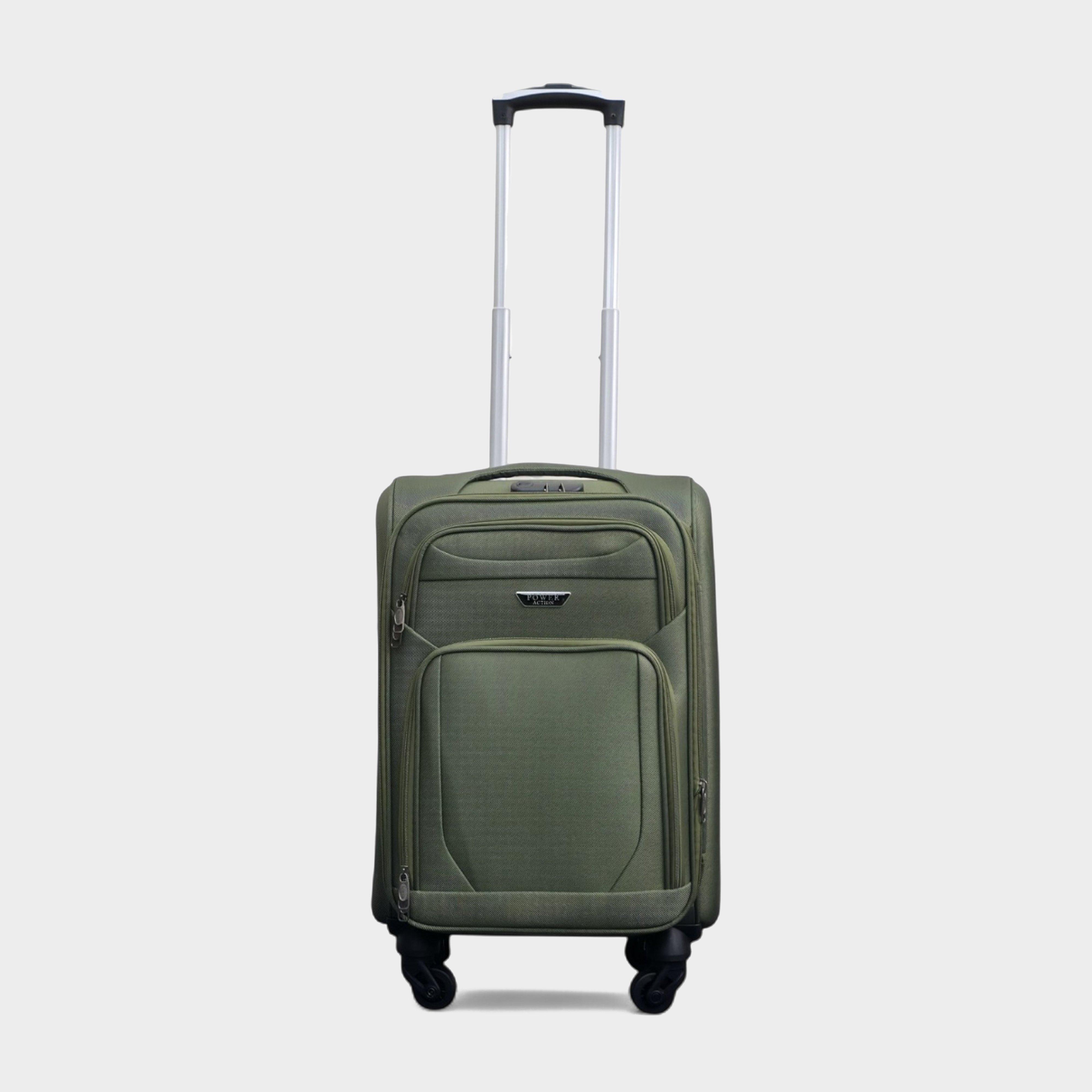 Image of Infinity Leather Expandable Soft Shell Cabin Suitcase 50.5 X 37 X 26 Cm Luggage Suitable For Easyjet, Ryanair, Khaki