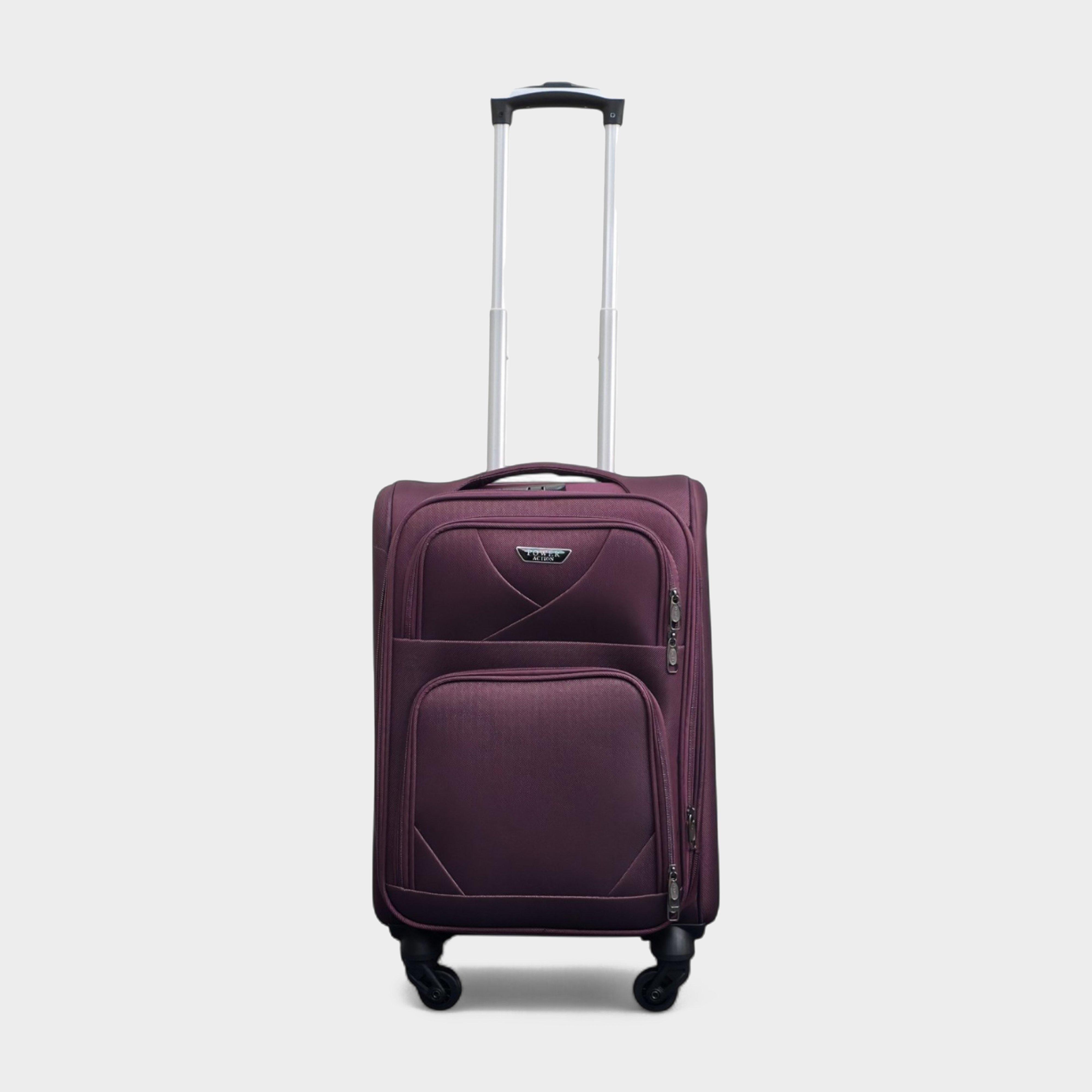 Image of Infinity Leather Expandable Soft Shell Cabin Suitcase 50.5 X 37 X 26 Cm Luggage Suitable For Easyjet, Ryanair, Purple