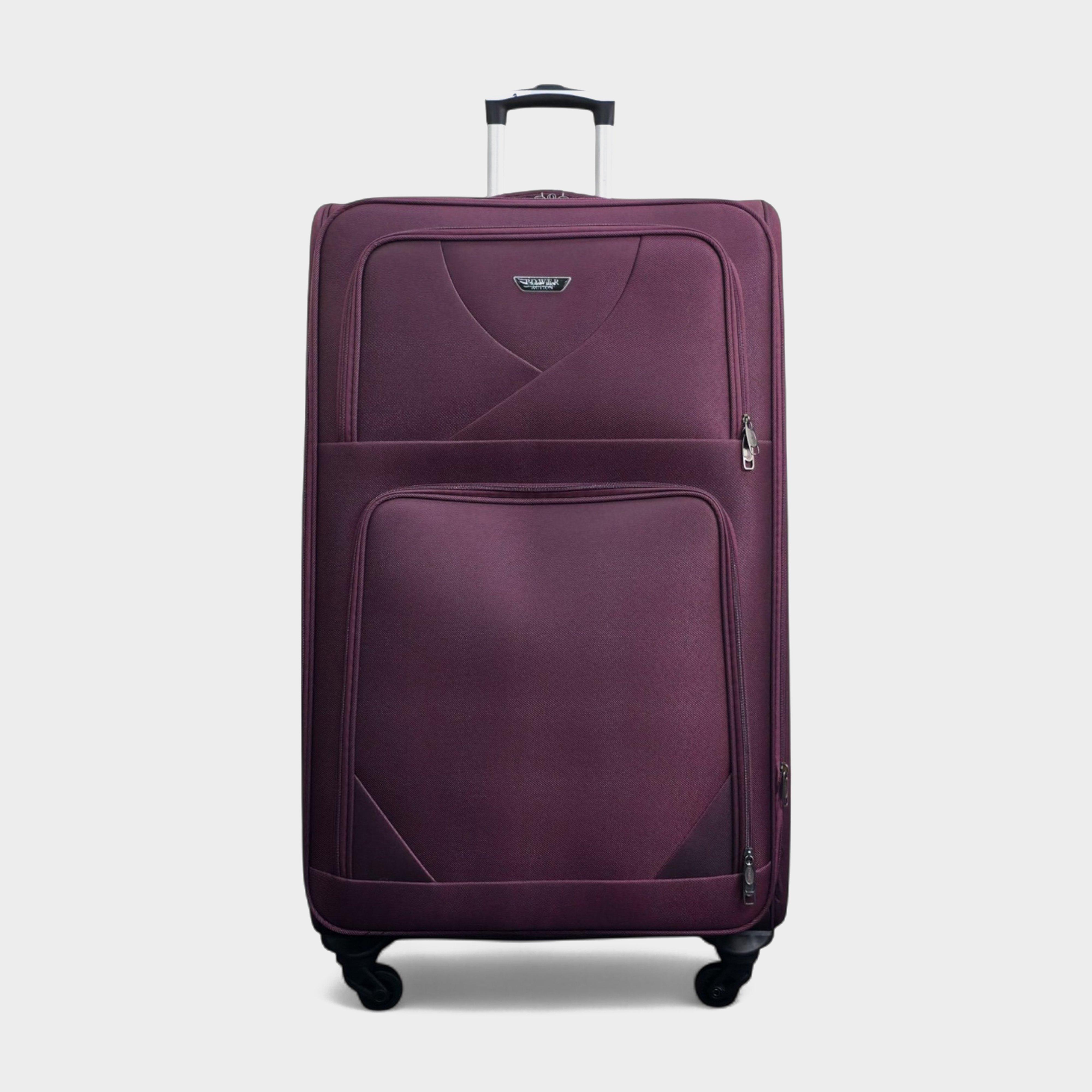 Image of Infinity Leather Soft Shell Lightweight Nylon Extra Large 4 Wheels Travel Suitcase, Purple