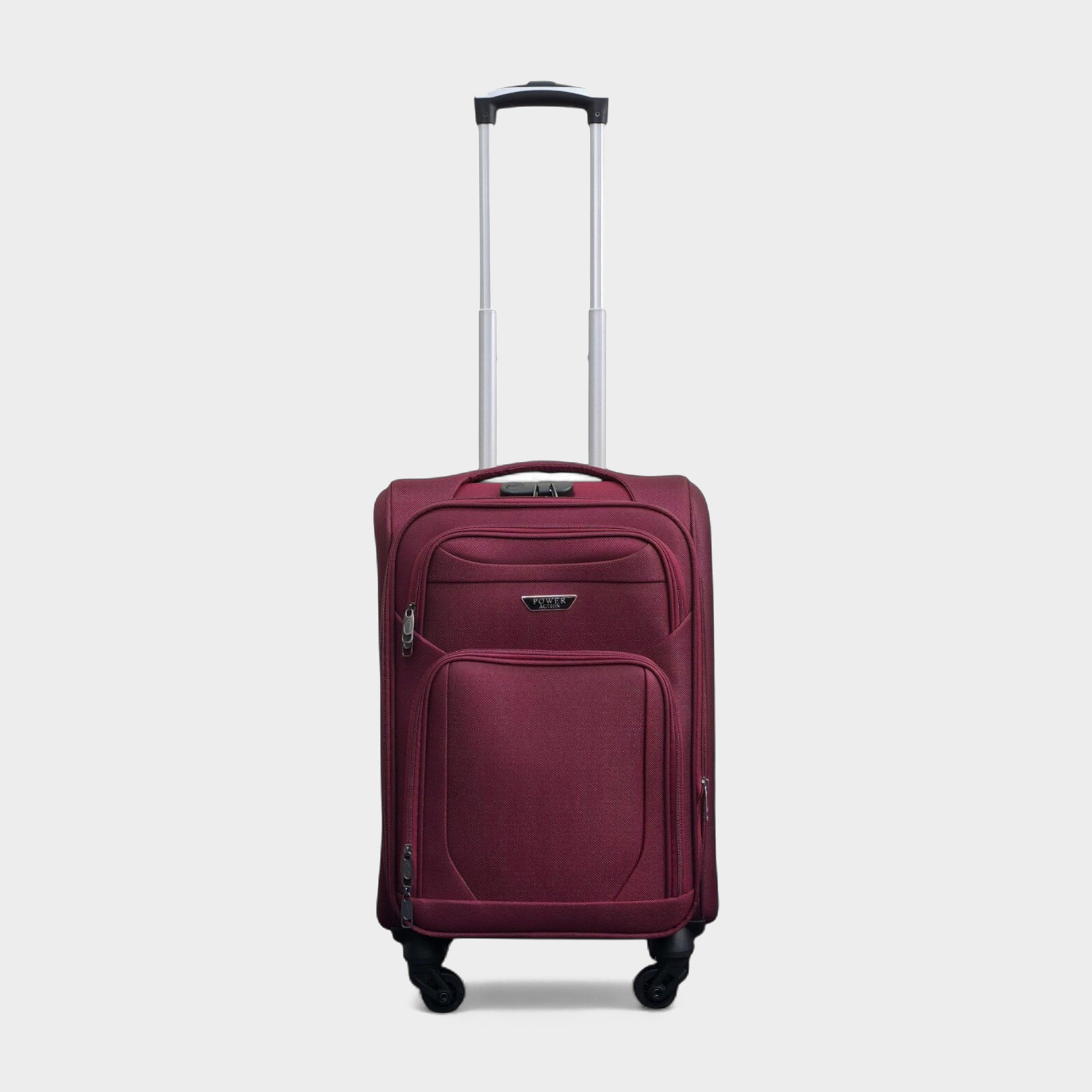 Image of Infinity Leather Expandable Soft Shell Cabin Suitcase 50.5 X 37 X 26 Cm Luggage Suitable For Easyjet, Ryanair, Red