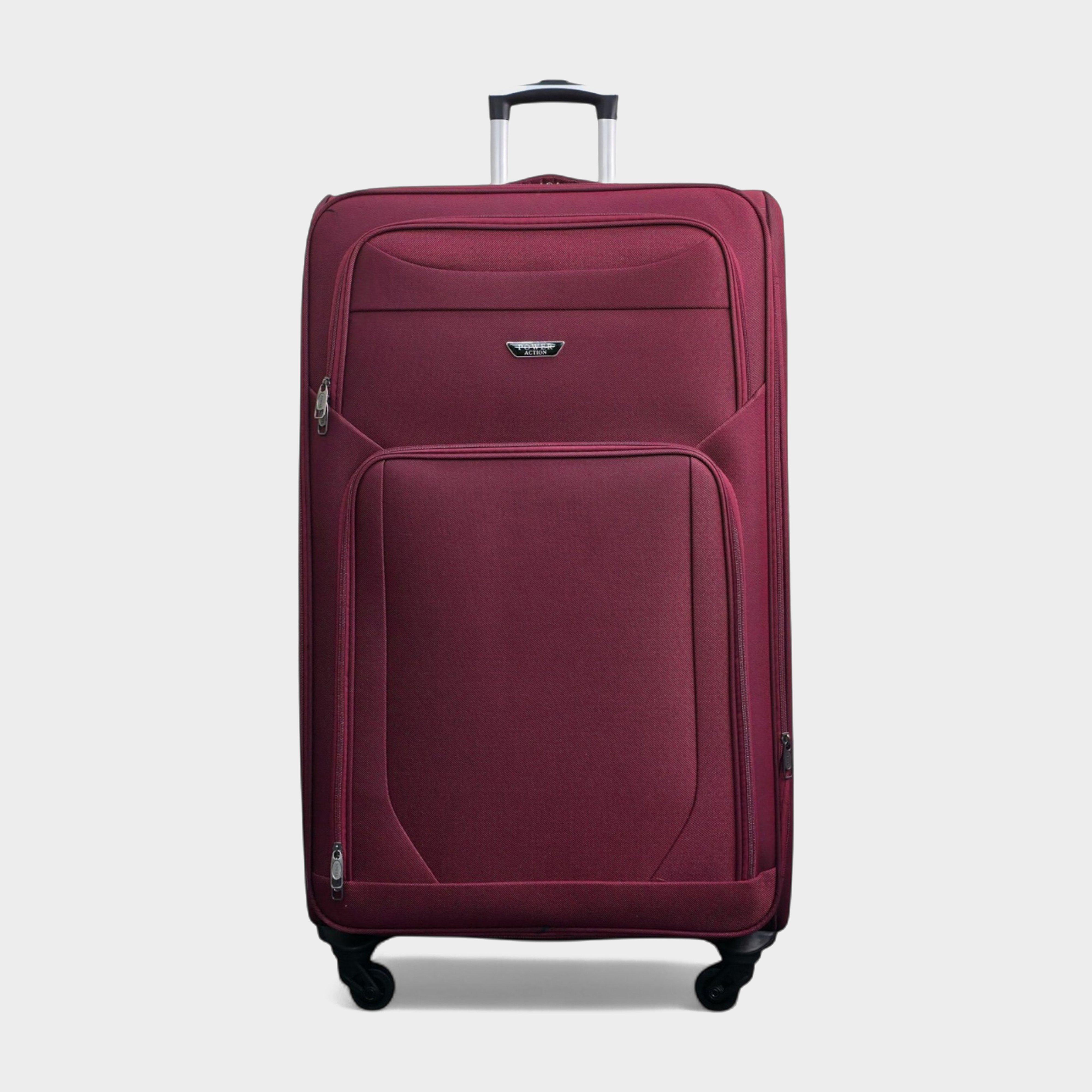 Image of Infinity Leather Soft Shell Lightweight Nylon Extra Large 4 Wheels Travel Suitcase, Red