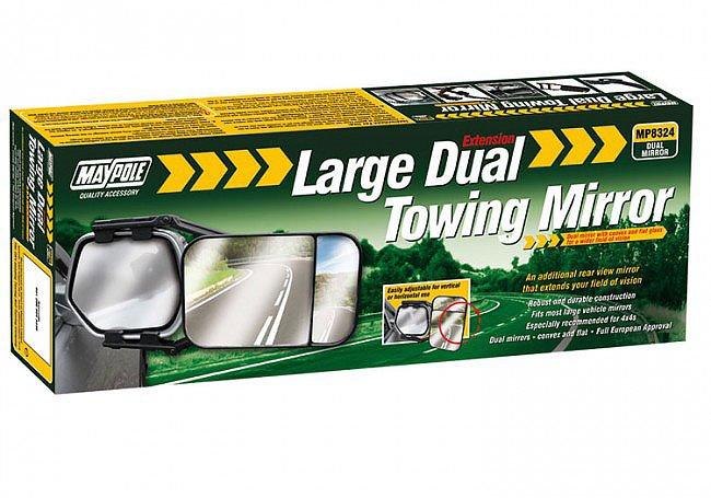 Image of Maypole Large Dual Towing Mirror, Multi Coloured