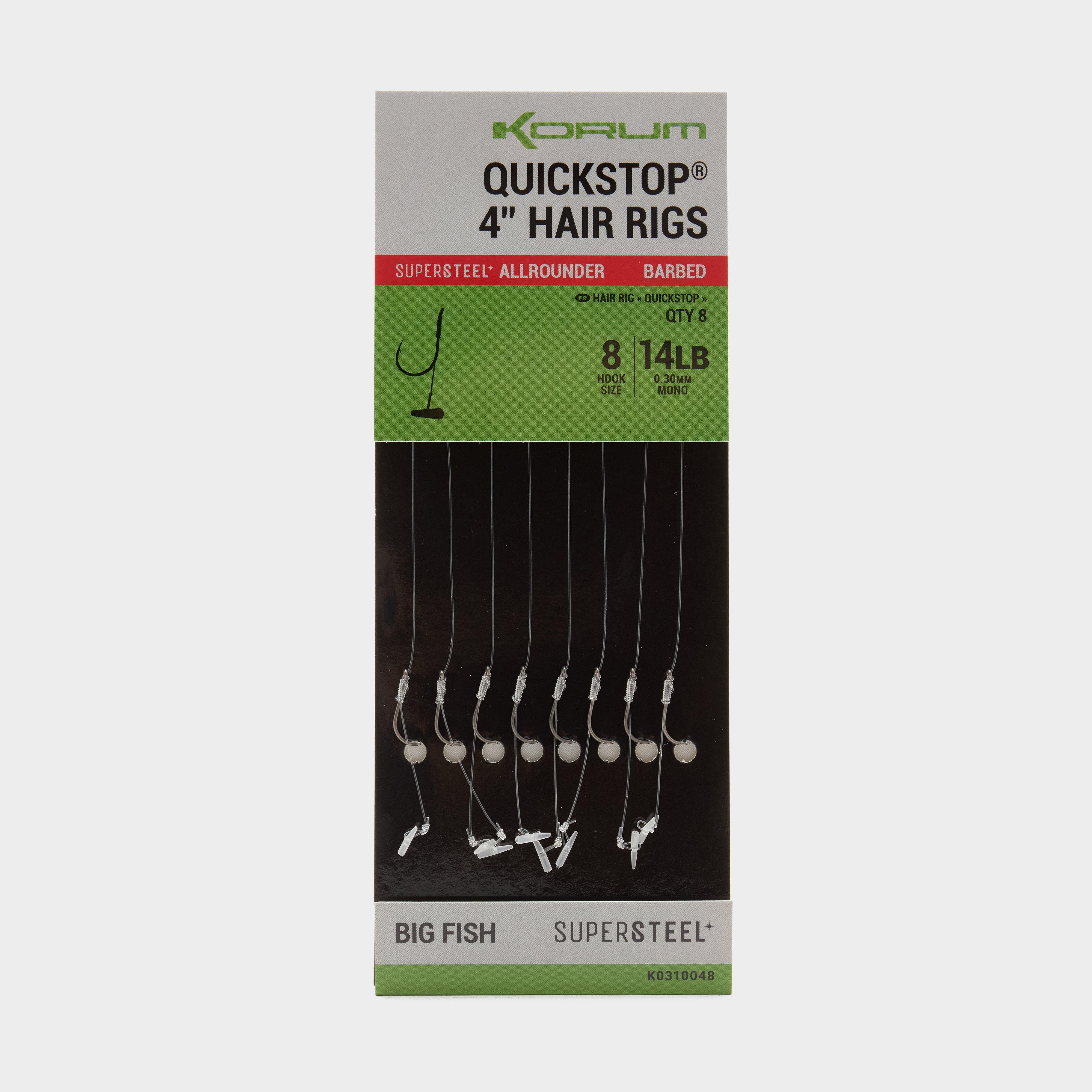 Image of KORUM Big Fish 4" Quickstop Hair Rigs Barbed Size 8, Black