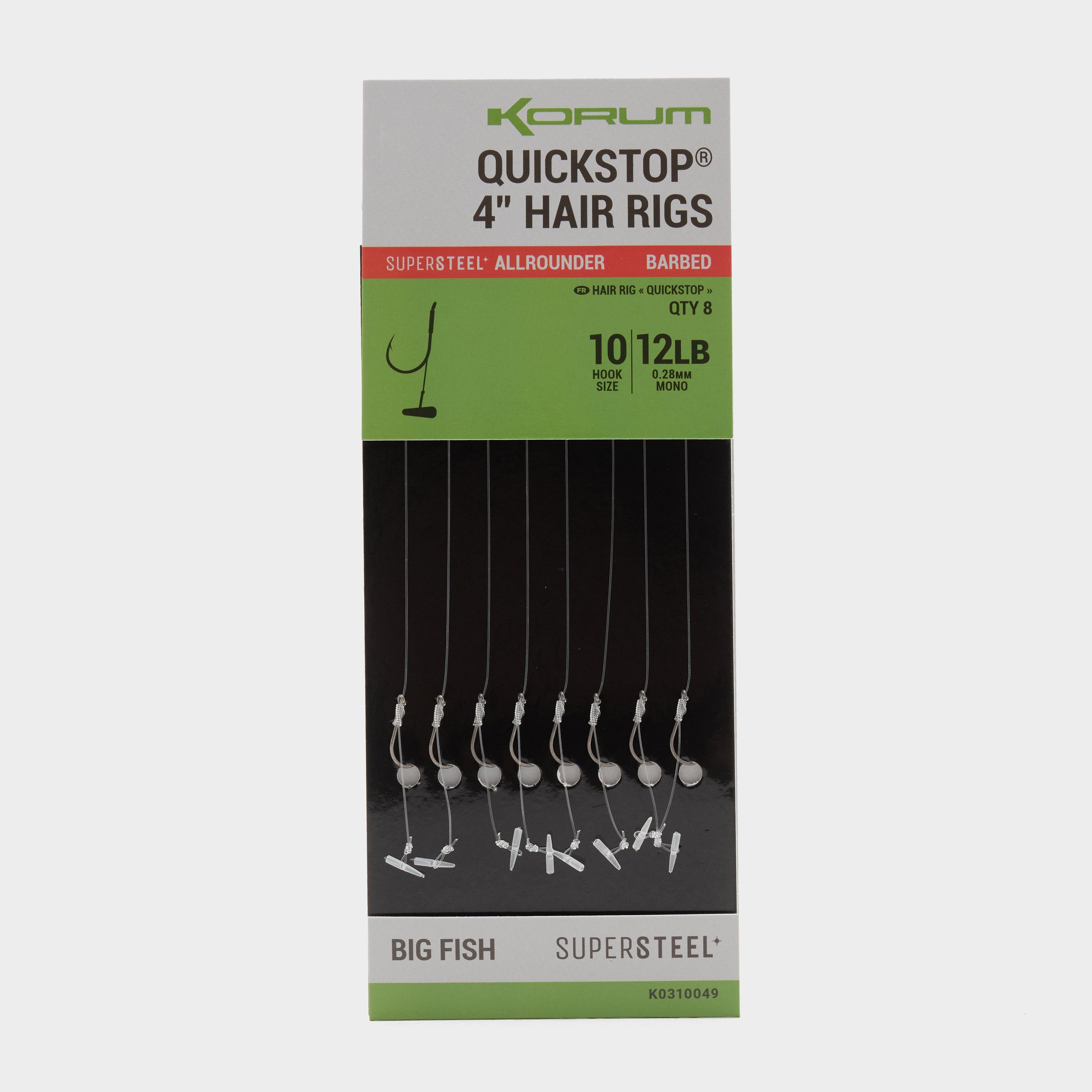 Image of KORUM Big Fish 4" Quickstop Hair Rigs Barbed Size 10, Black