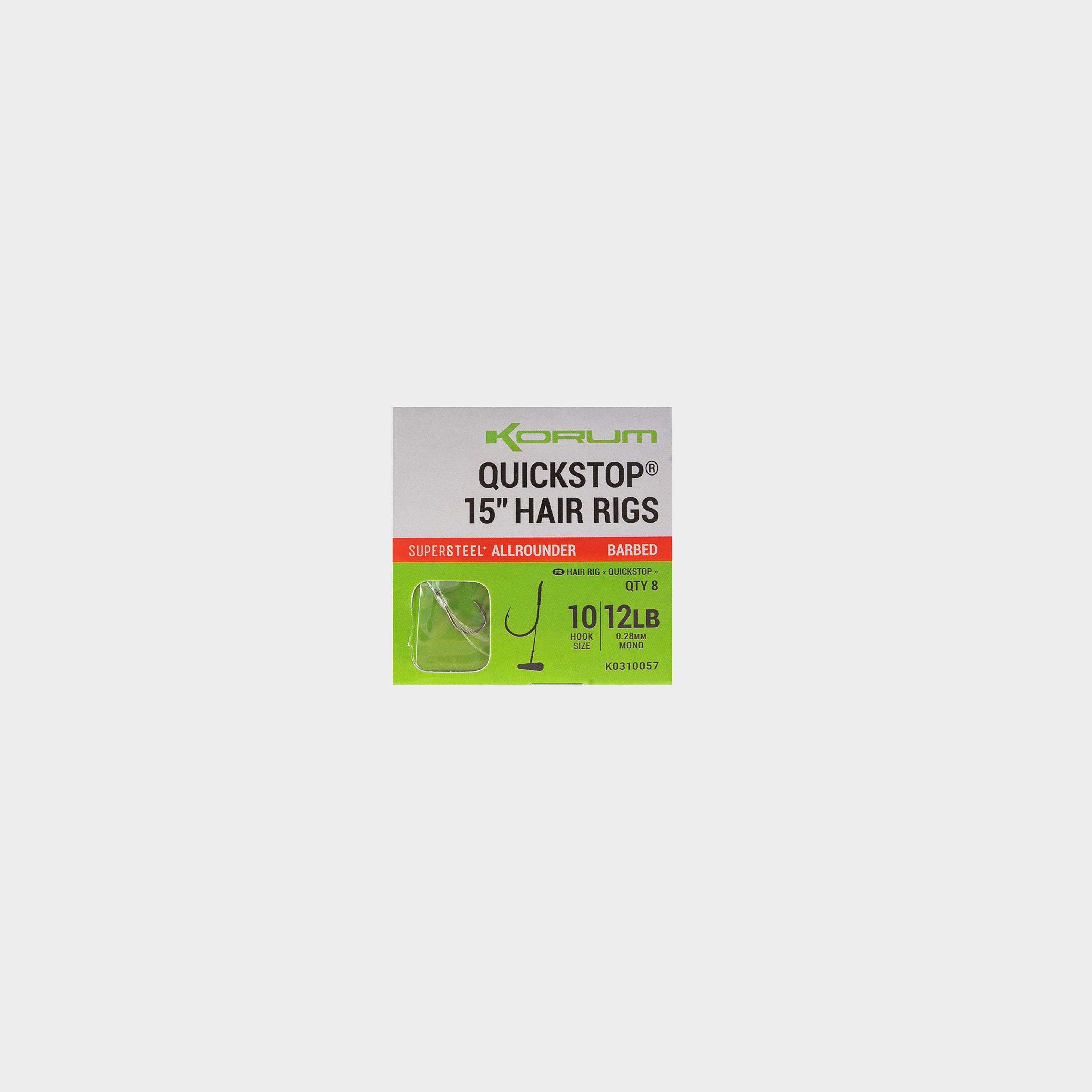 Image of KORUM Big Fish qckstop Hair Rigs 15Inch Brbd - Sz 10, Green
