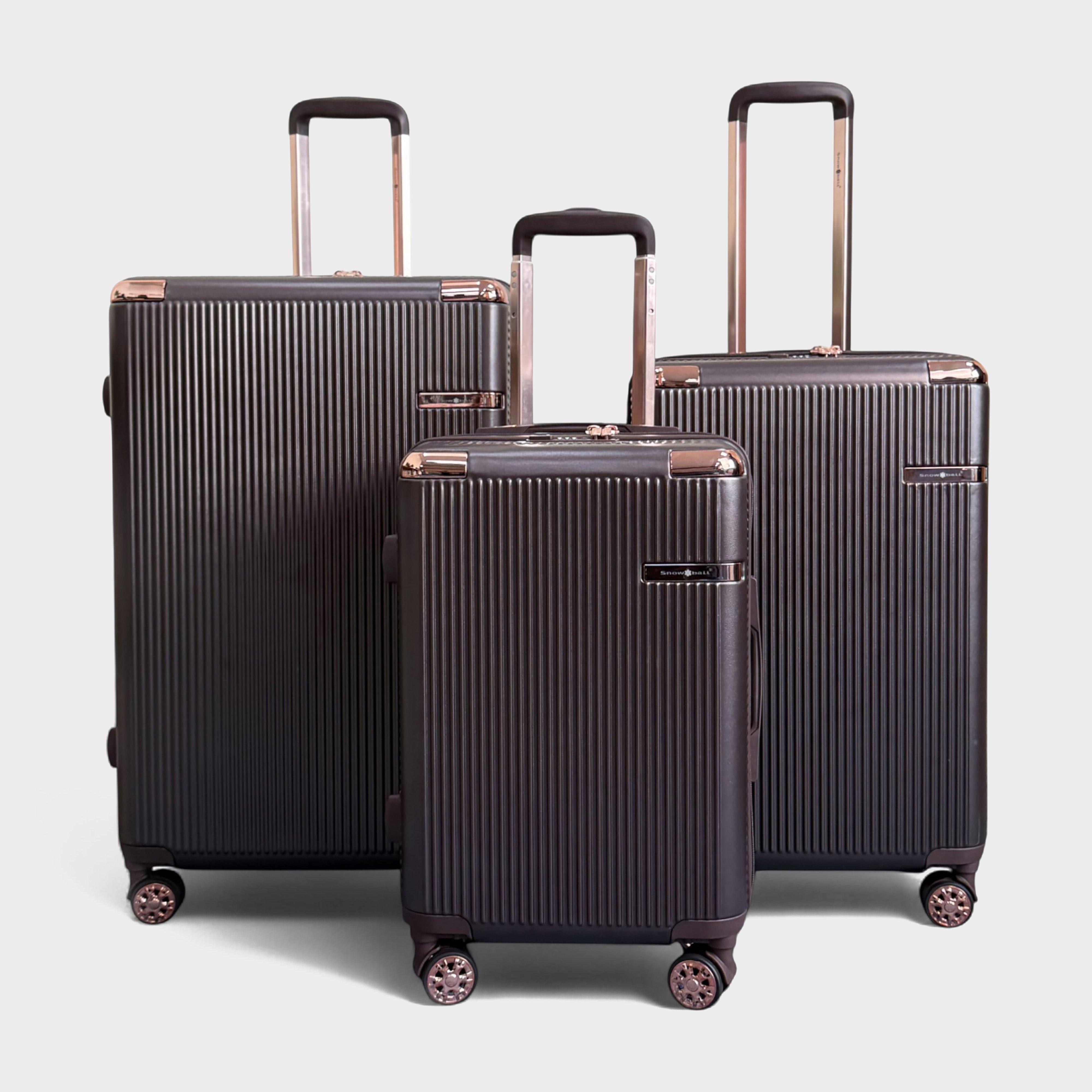 Image of Infinity Leather Expandable Hard Shell 8 Wheels Luggage Travel Suitcase Set, Brown
