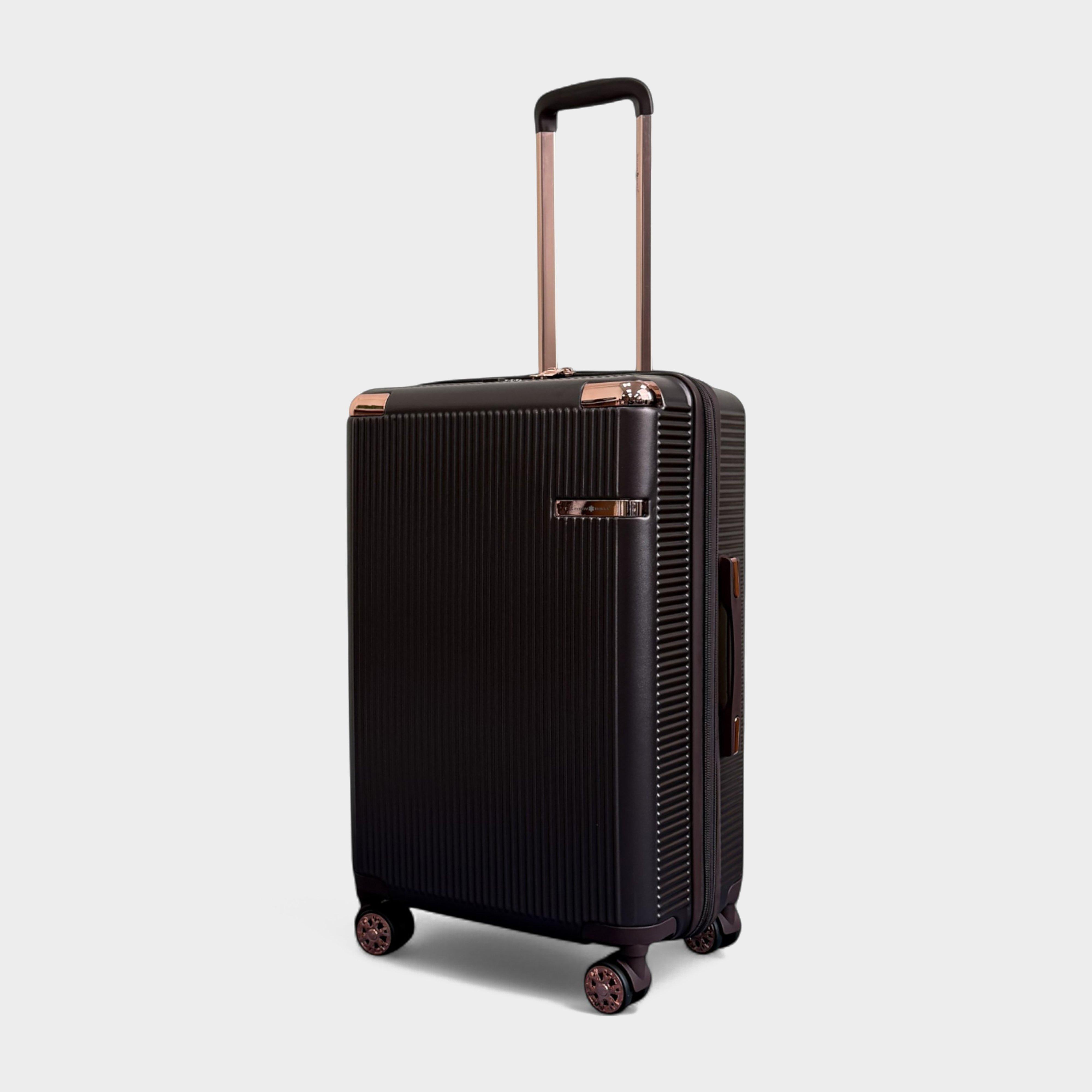Image of Infinity Leather Expandable Hard Shell 8 Wheels Luggage Travel Medium Suitcase, Brown