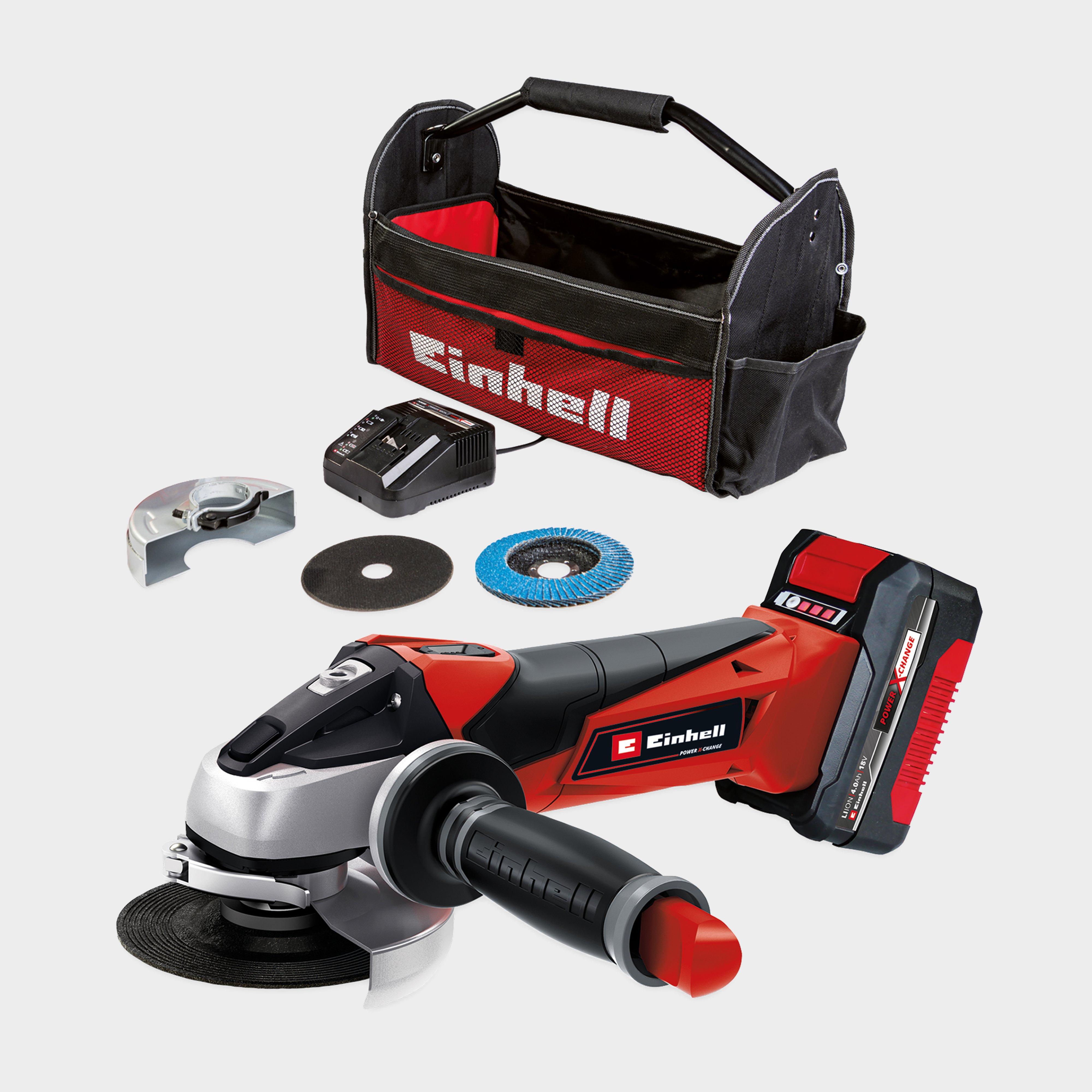 Image of Einhell PXC Cordless Angle Grinder 115mm 18v With Battery And Charger, Red