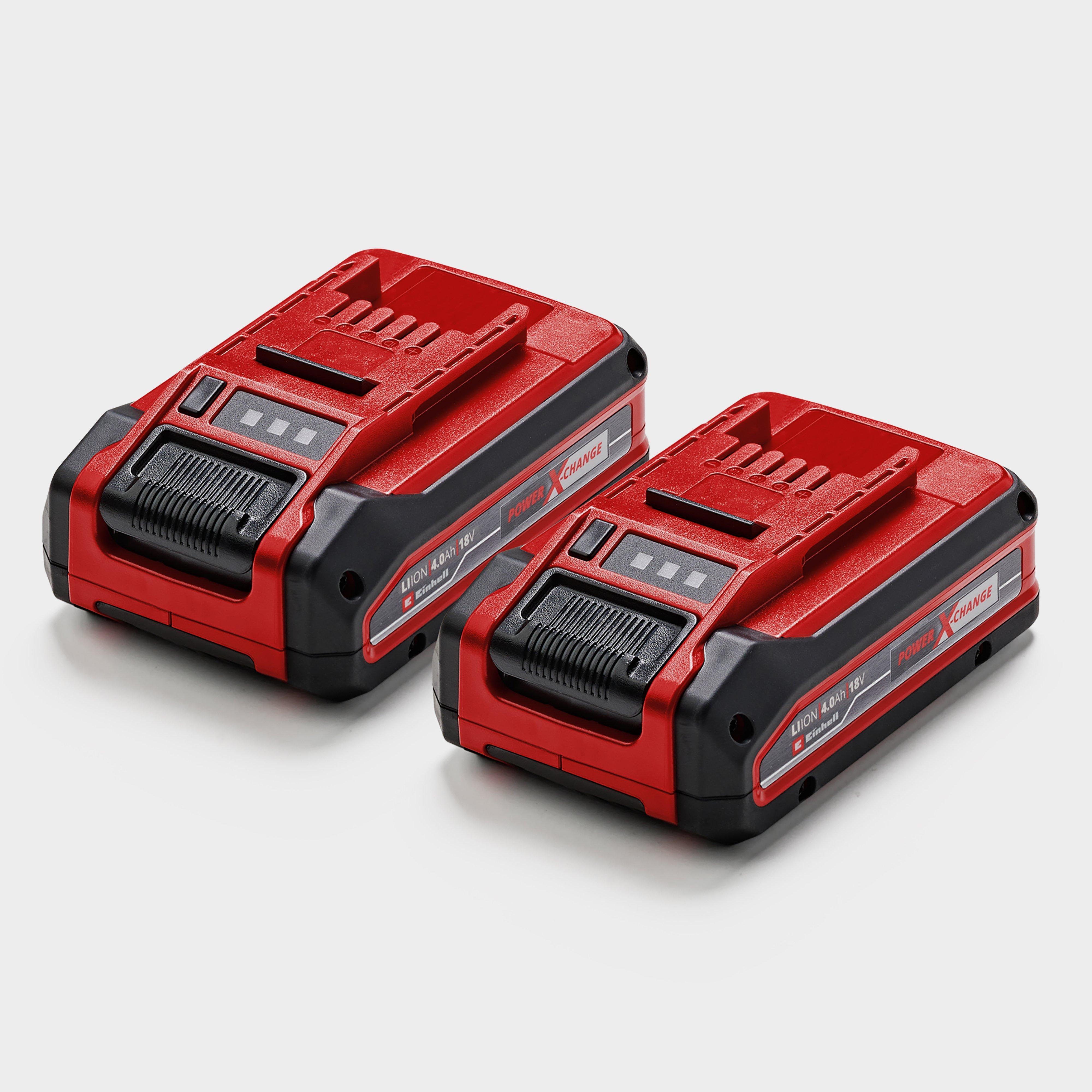 Image of Einhell PXC 2x 4.0ah Plus Battery Twinpack 18v Batteries For All Power X-change, Red