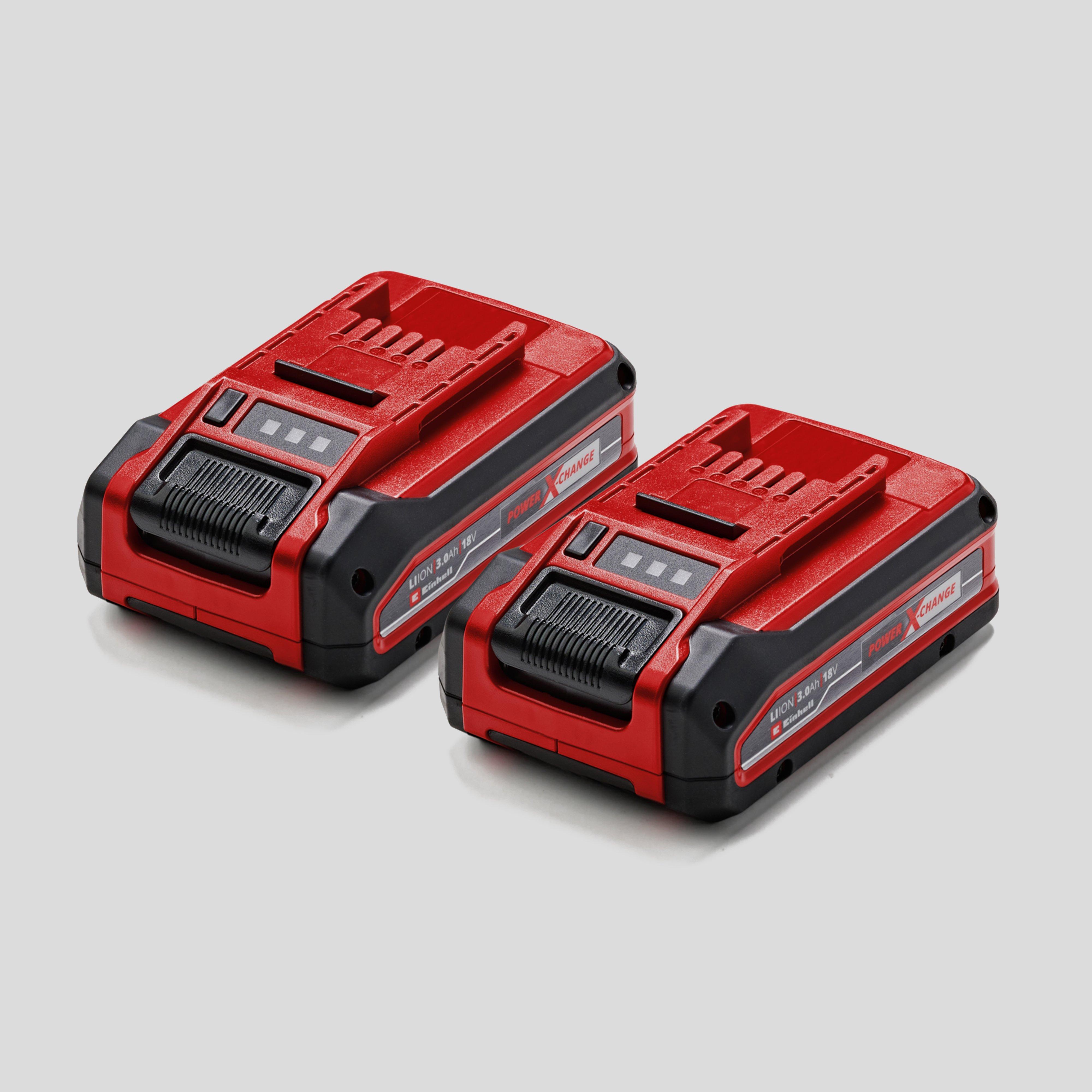 Image of Einhell PXC 2x 3.0ah Plus Battery Twinpack 18v Batteries For All Power X-change, Red