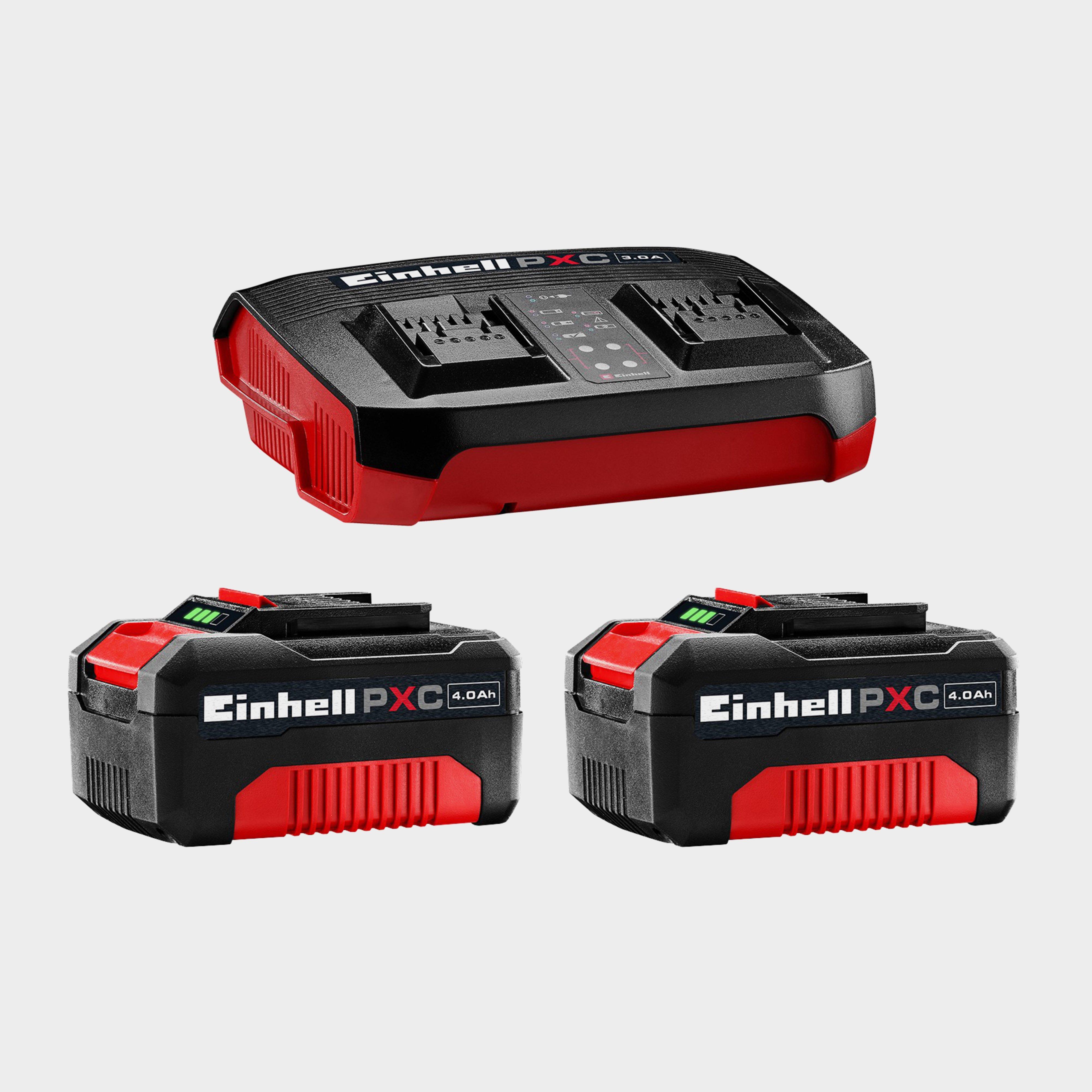 Image of Einhell PXC 2x 4.0ah Battery And Twin Charger Kit For Power X-change 18v Twinpack, Red
