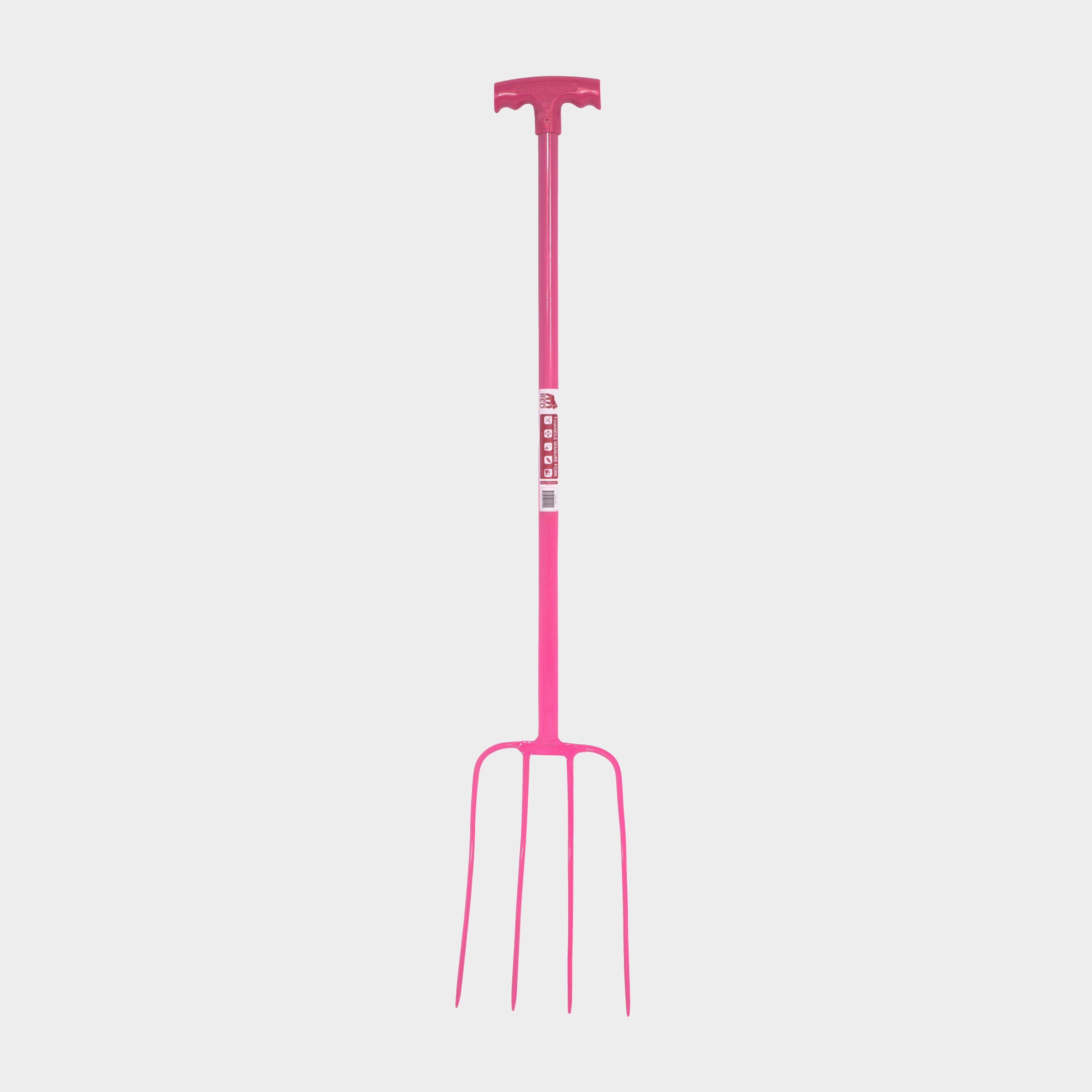 Image of Trilanco Tubular T-Grip 4 Prong Manure Fork, Pink