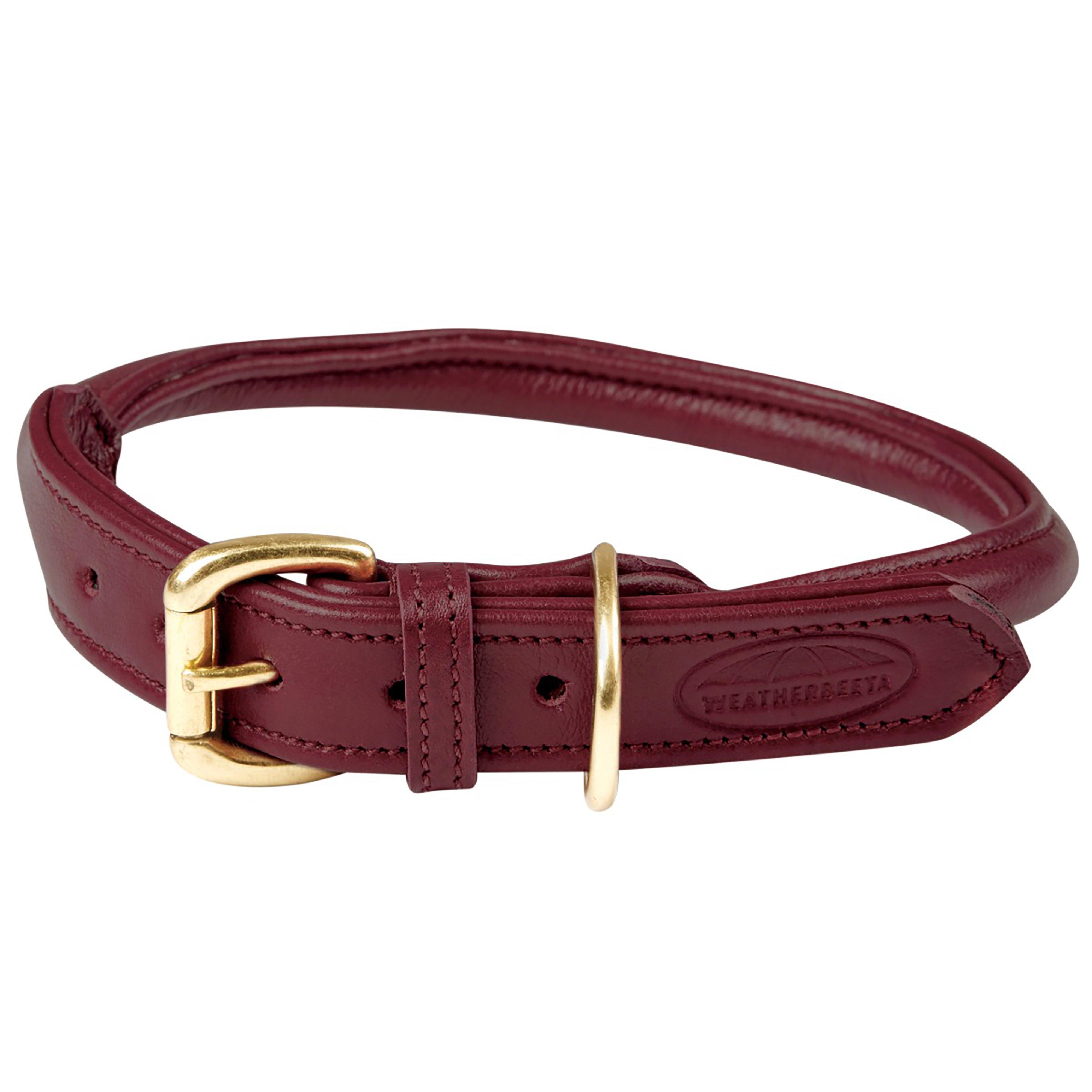 Rolled Leather Collar Maroon