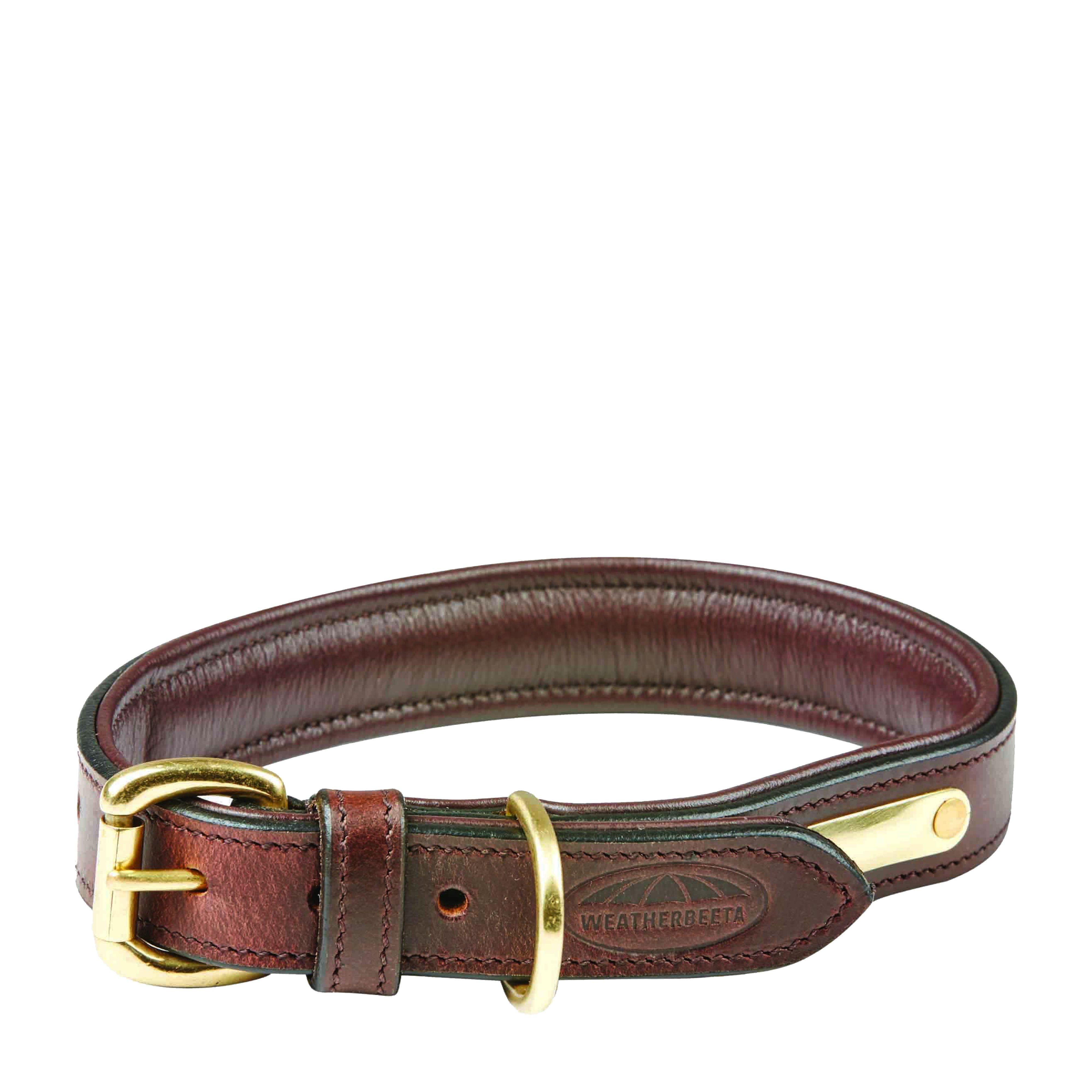 Padded Leather Collar Brown