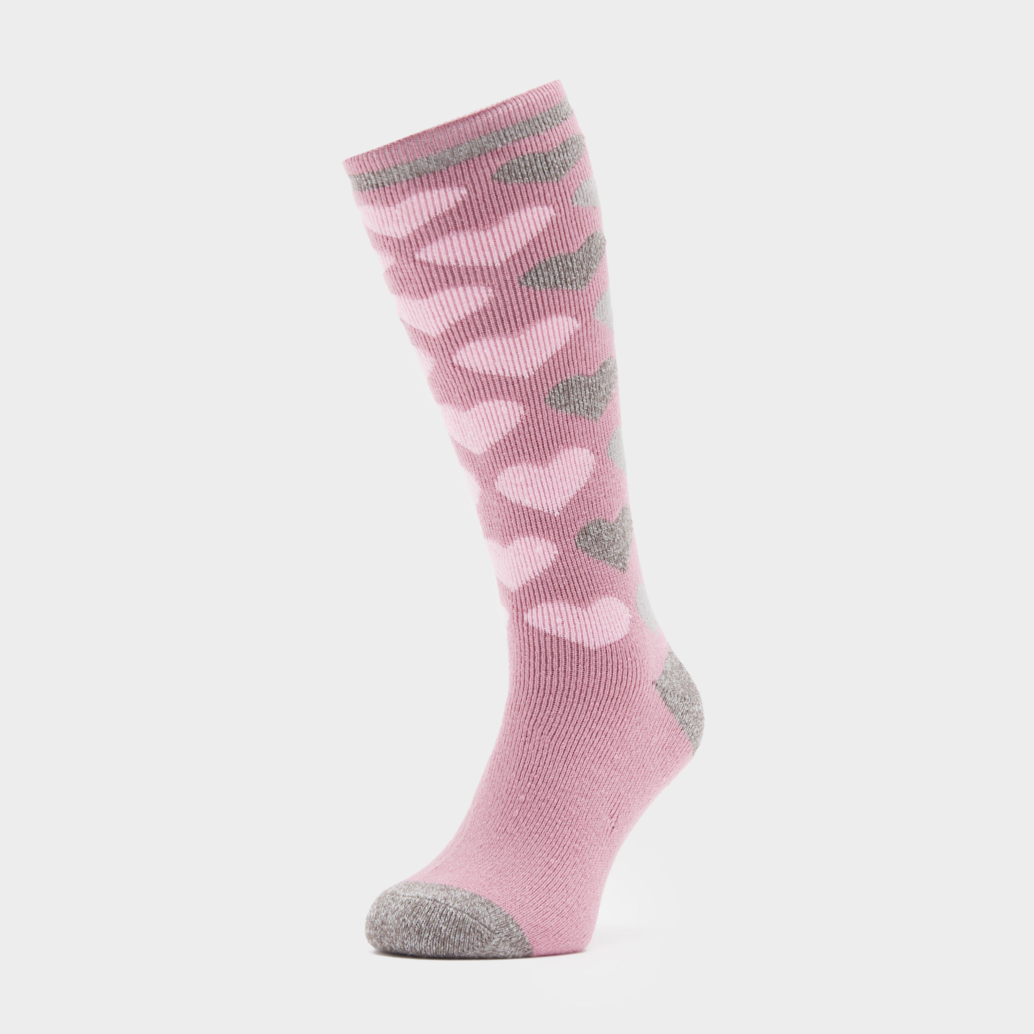 Image of Heat Holders Ladies Equestrian Jacquard Lite Long Socks Jackson Mauve Hearts, Pink